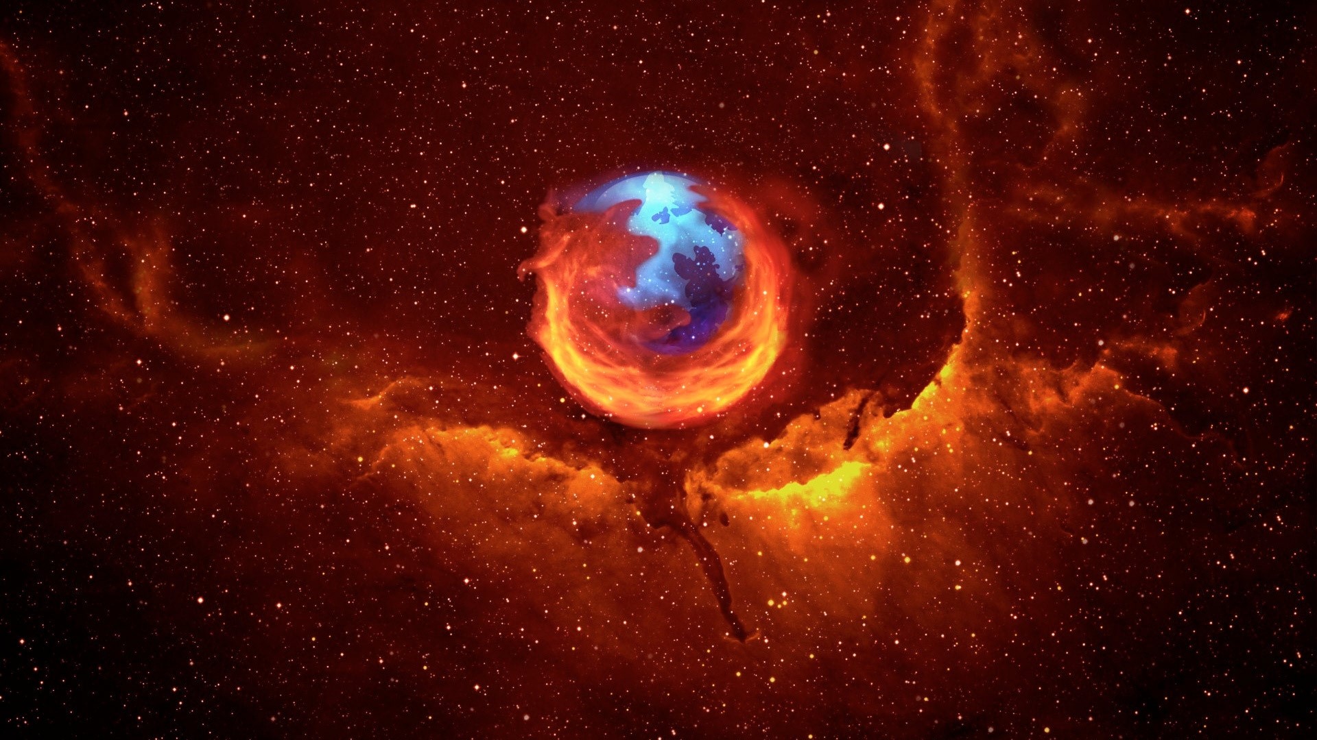 Firefox logo in space nebula HD Wallpaper
