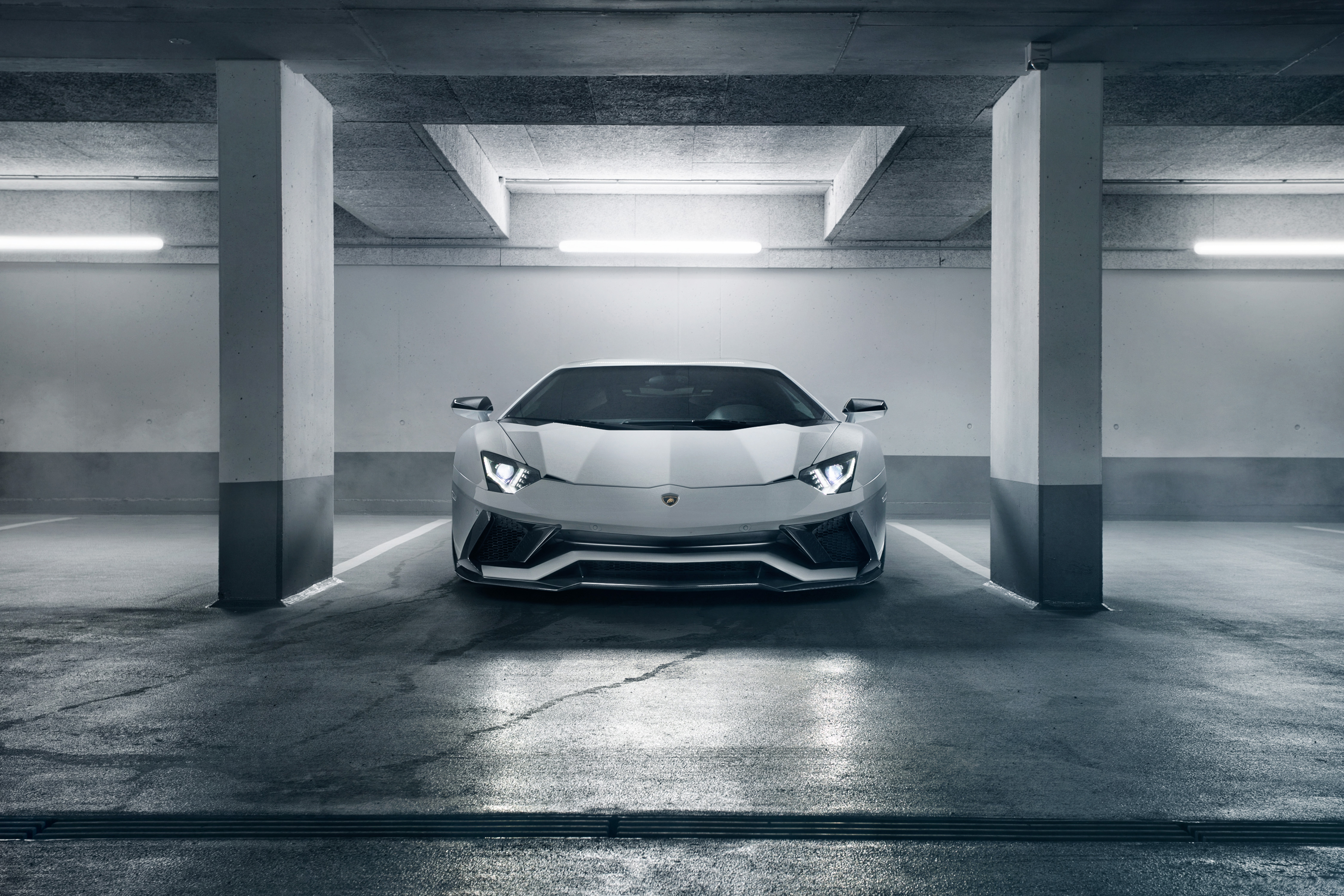 White Lamborghini Aventador S Novitec Torado 4K HD Wallpaper