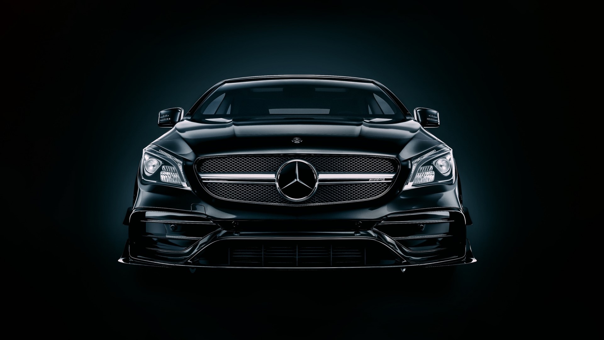Black Mercedes-Benz AMG car front view HD Wallpaper