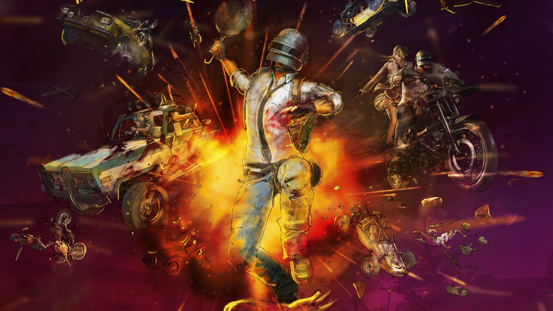 Playerunknown's Battlegrounds characters in action HD Wallpaper