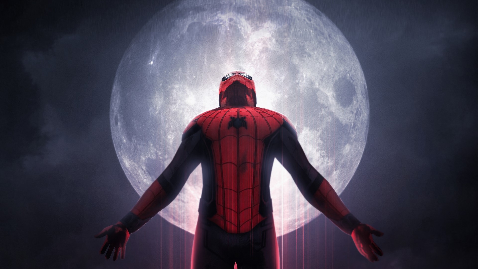 Spiderman from Marvel Comics in front of the Moon HD Wallpaper