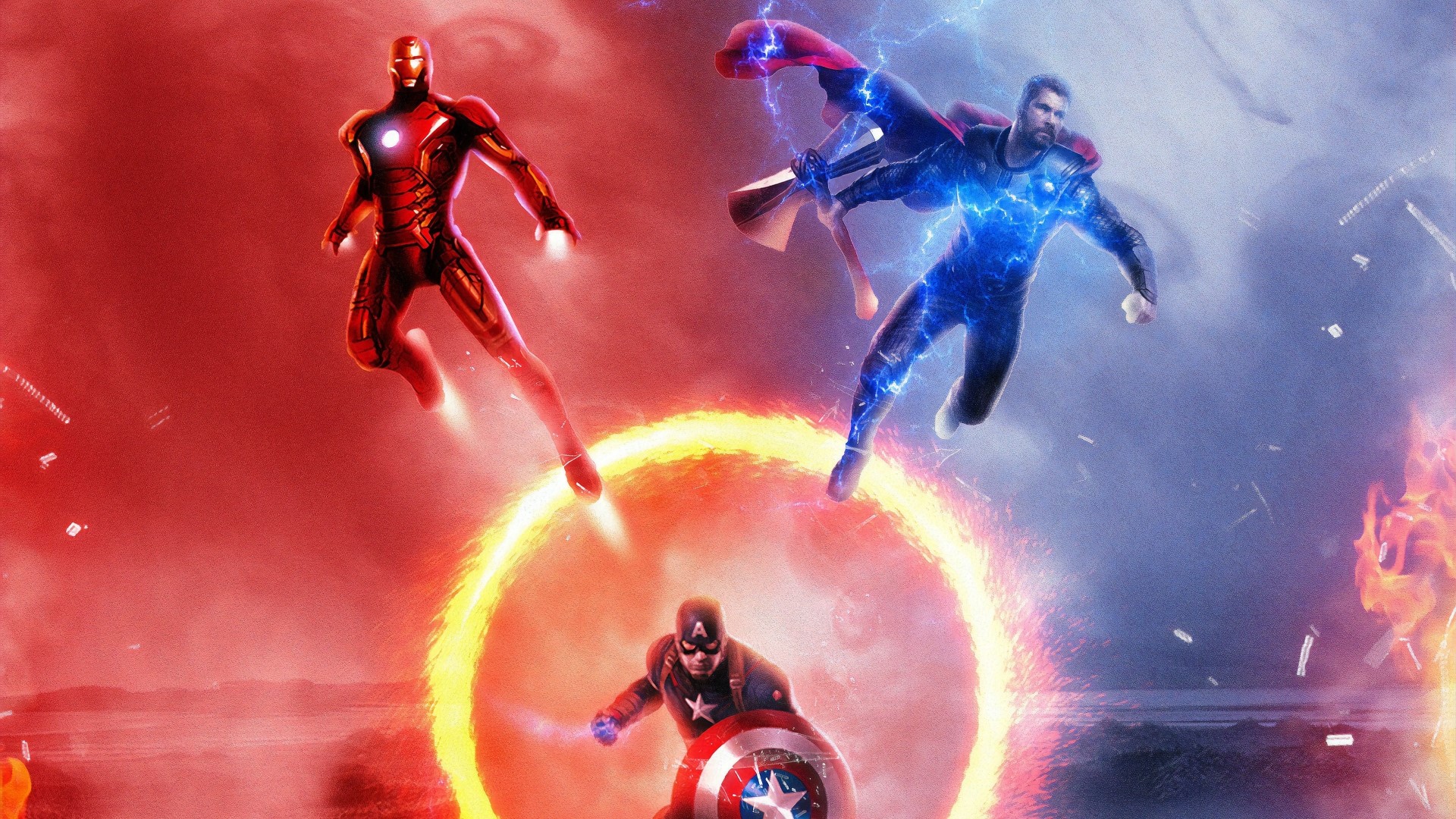 Iron Man, Thor, and Captain America from Avengers Endgame HD Wallpaper