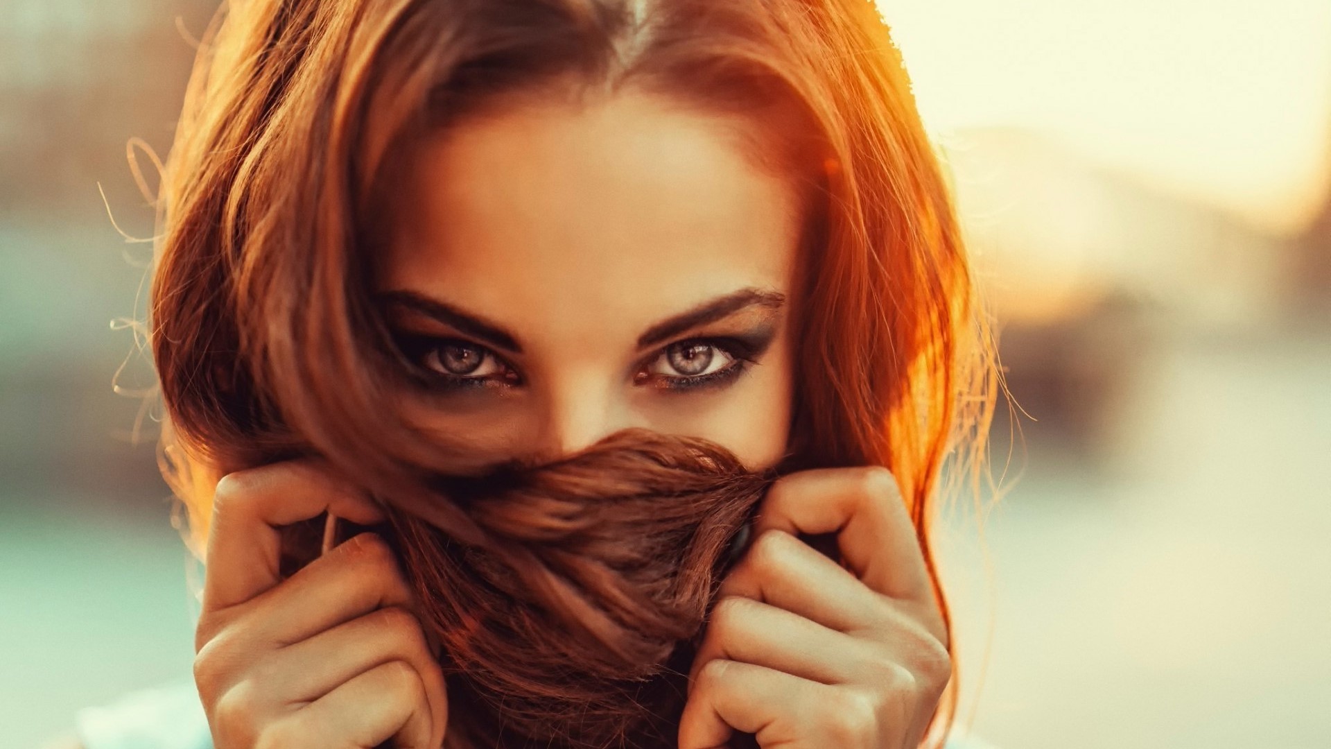 Alla Berger portrait with hair covering face HD Wallpaper