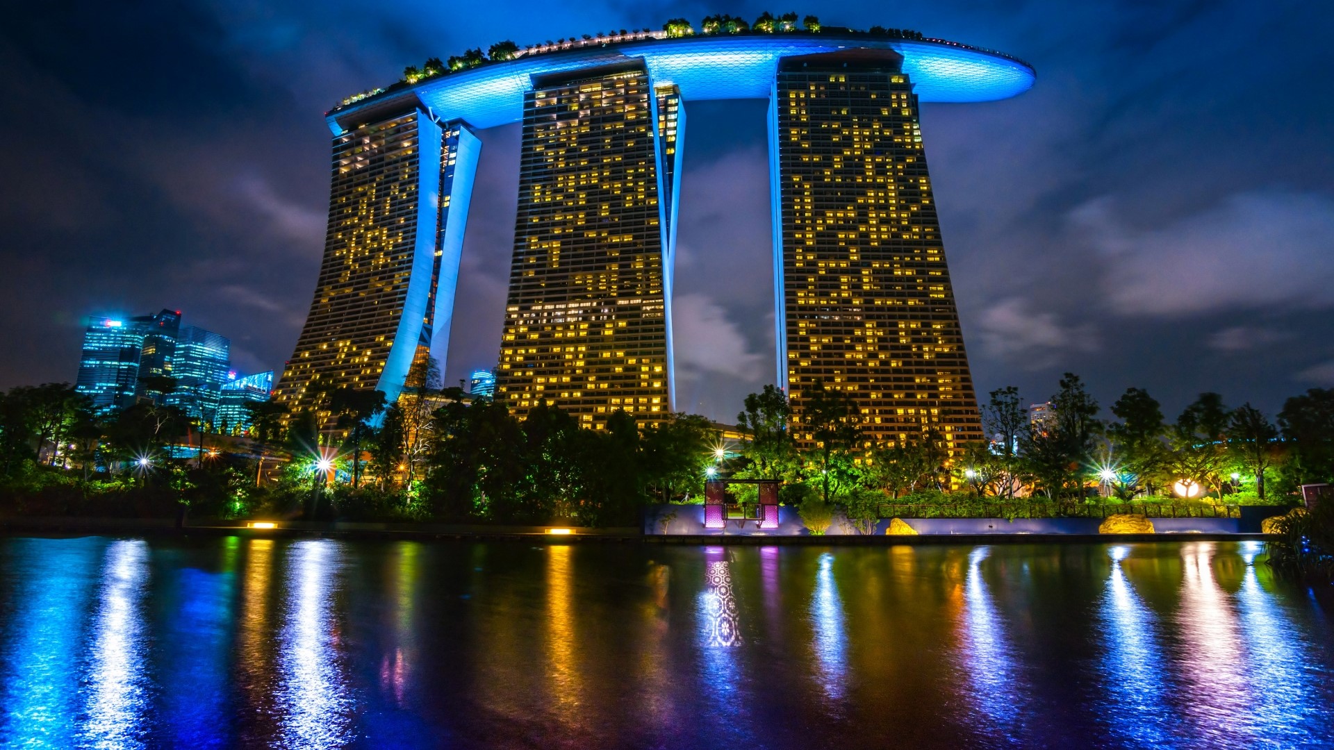 Marina Bay Sands Singapore at Night HD Wallpaper
