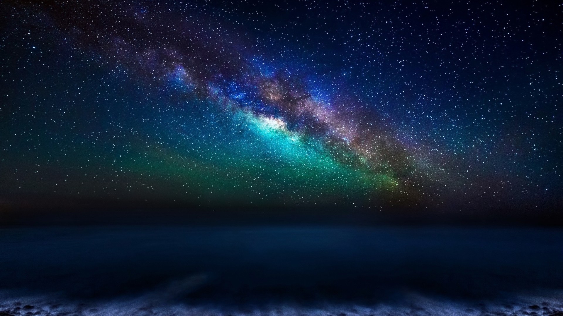 Starry night sky over the ocean HD Wallpaper