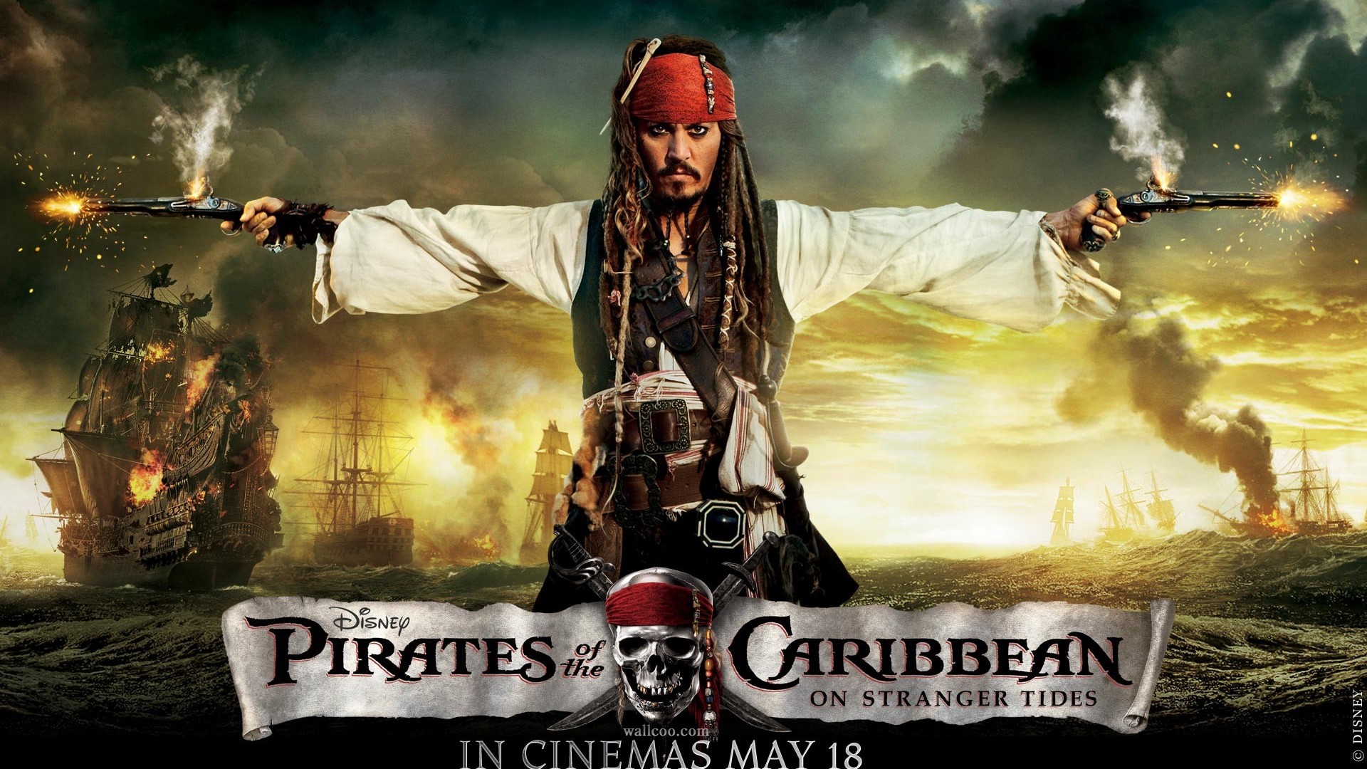 Captain Jack Sparrow from Pirates of the Caribbean: On Stranger Tides HD Wallpaper