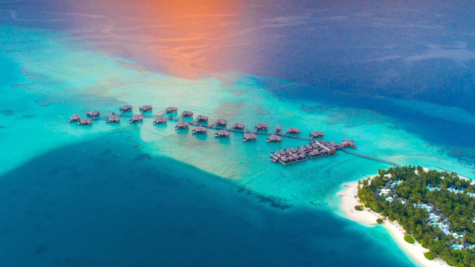 Overwater bungalows in the Maldives HD Wallpaper