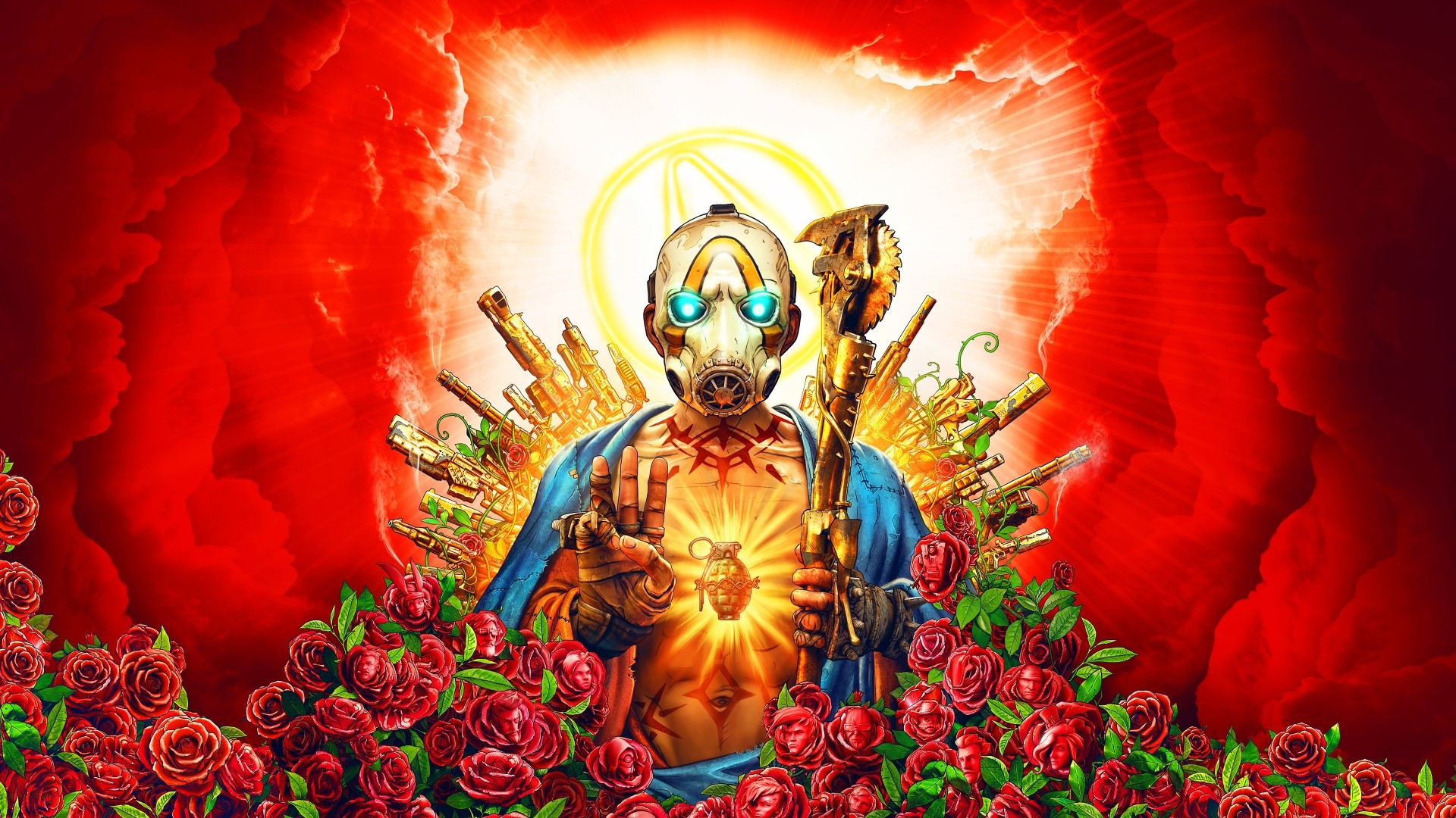 Psycho from Borderlands 3 with guns and roses HD Wallpaper