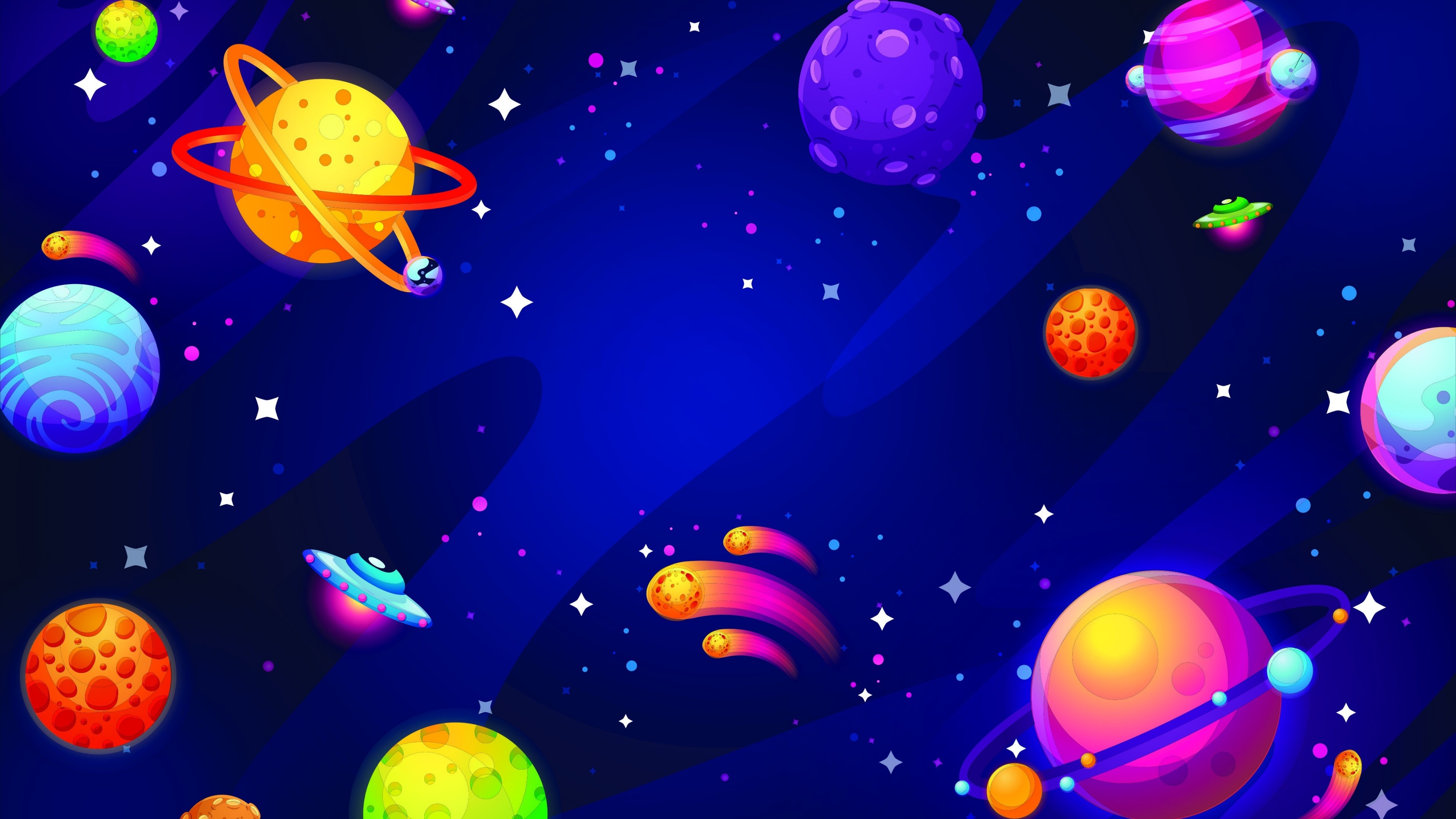 4K Space Stars Planets and UFOs HD Wallpaper