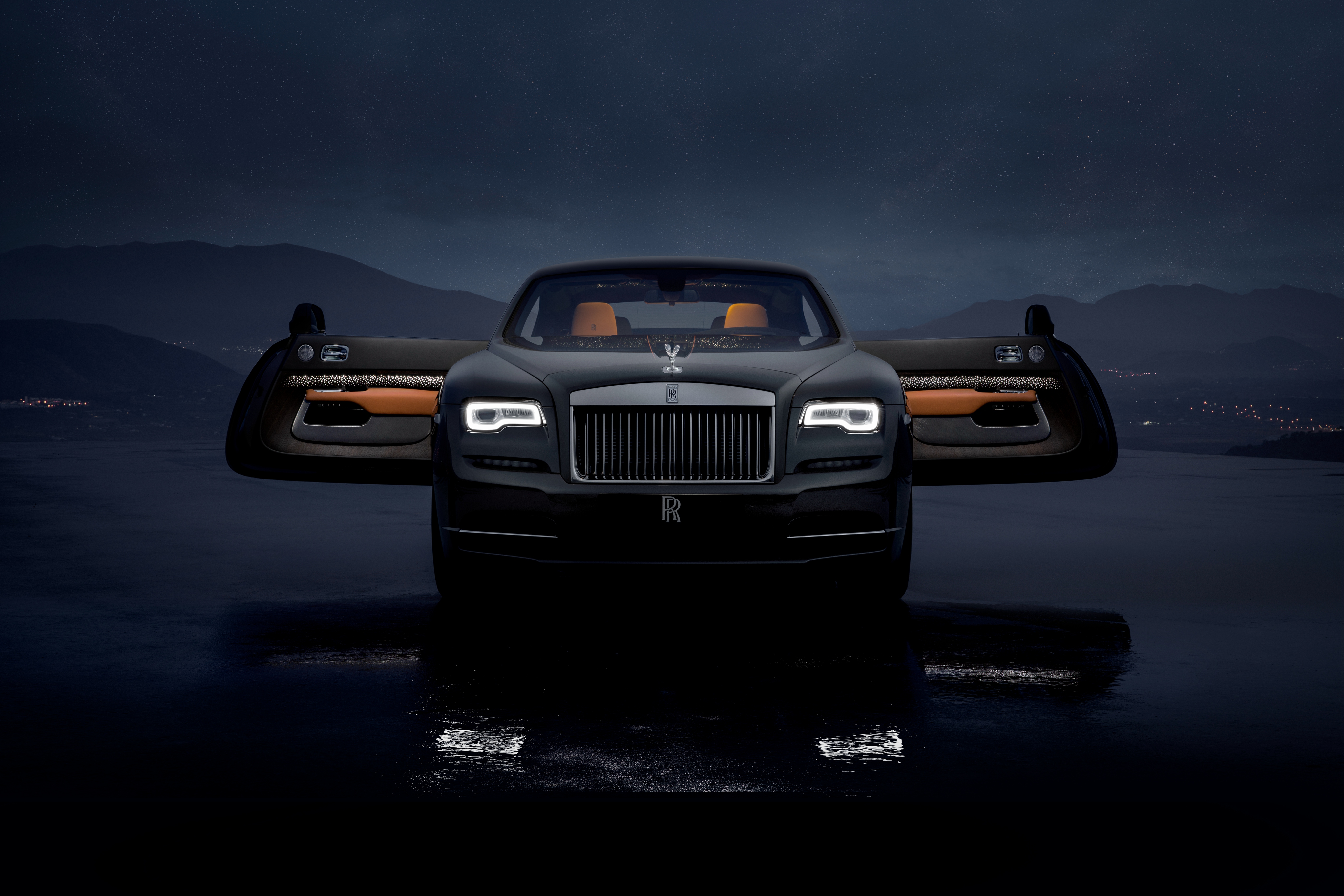 Rolls-Royce Wraith Luminary Collection at night HD Wallpaper
