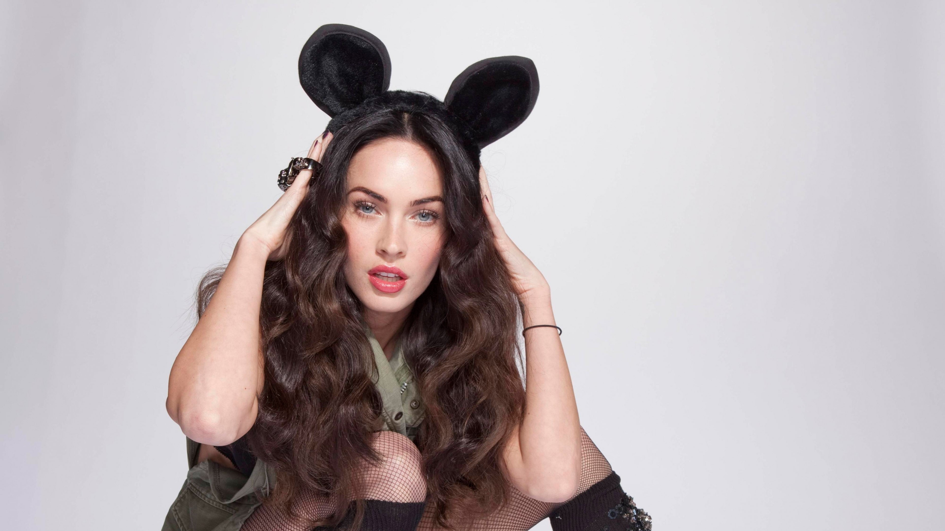 Megan Fox wearing mouse ears HD Wallpaper