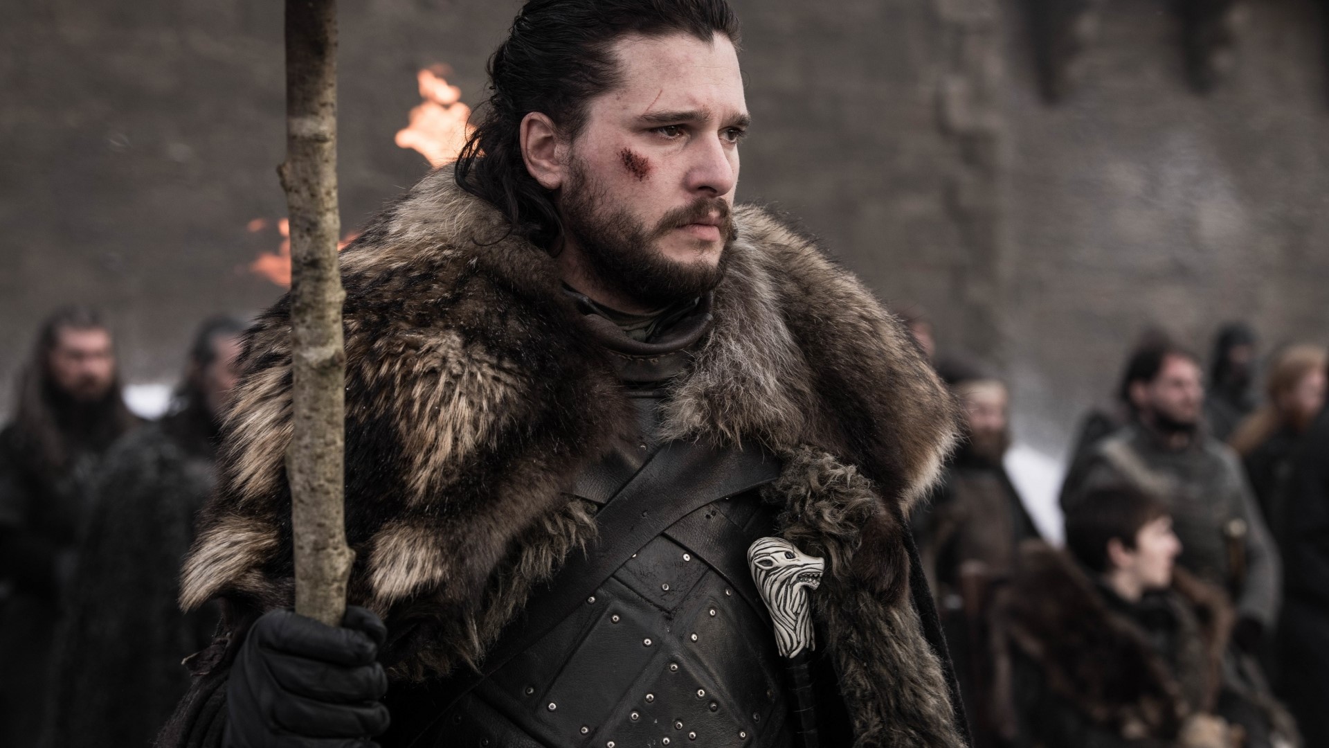 Jon Snow from Game of Thrones holding a torch HD Wallpaper