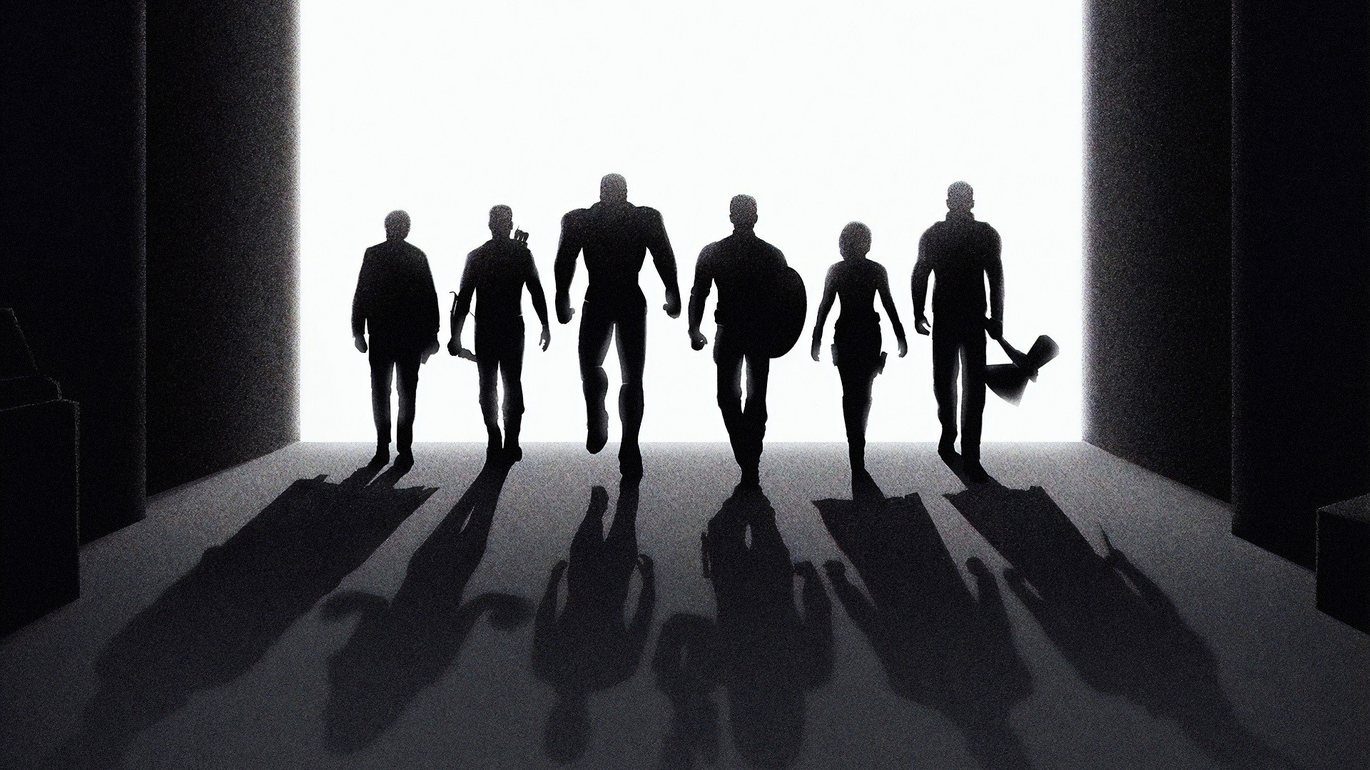Avengers Endgame silhouettes walking towards light HD Wallpaper