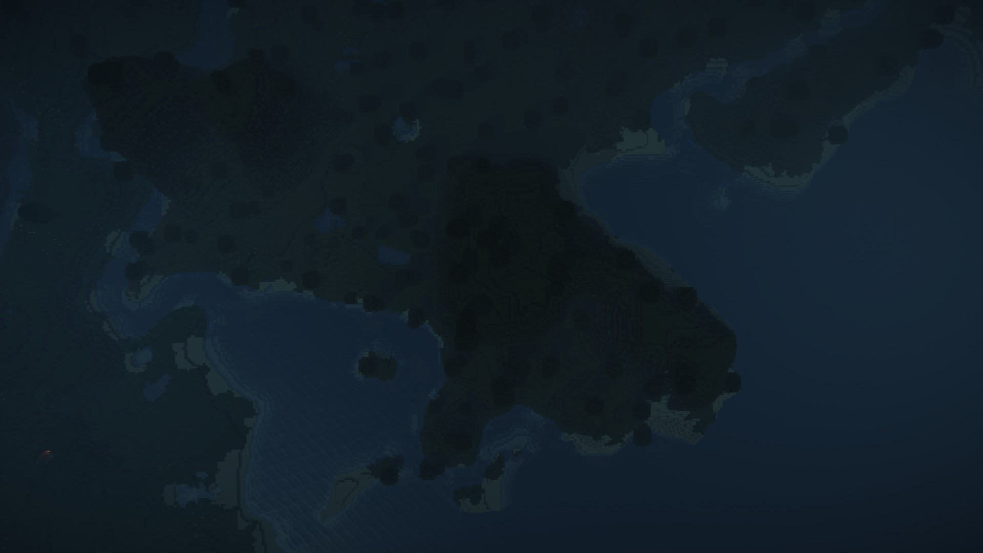 Minecraft world at night with islands and water HD Wallpaper