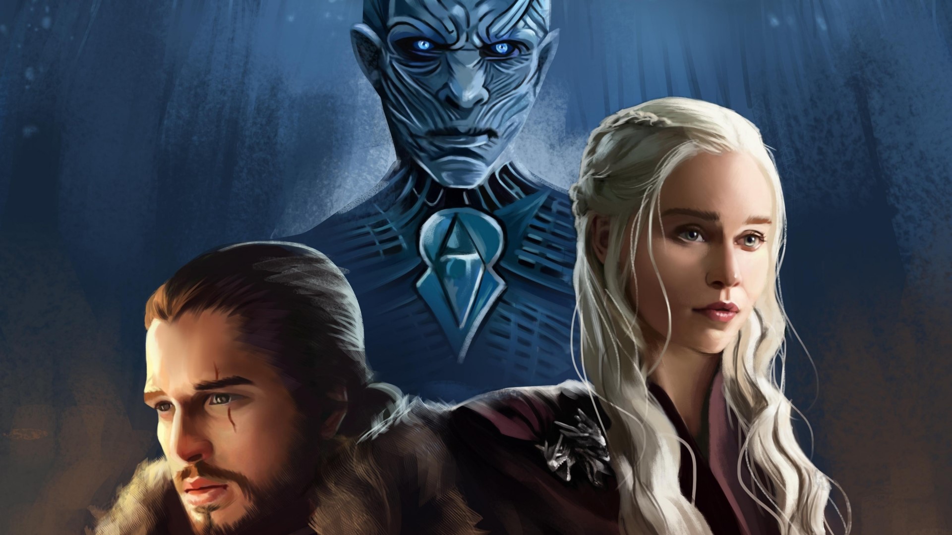 Game of Thrones: Jon Snow, Daenerys Targaryen, and the Night King HD Wallpaper