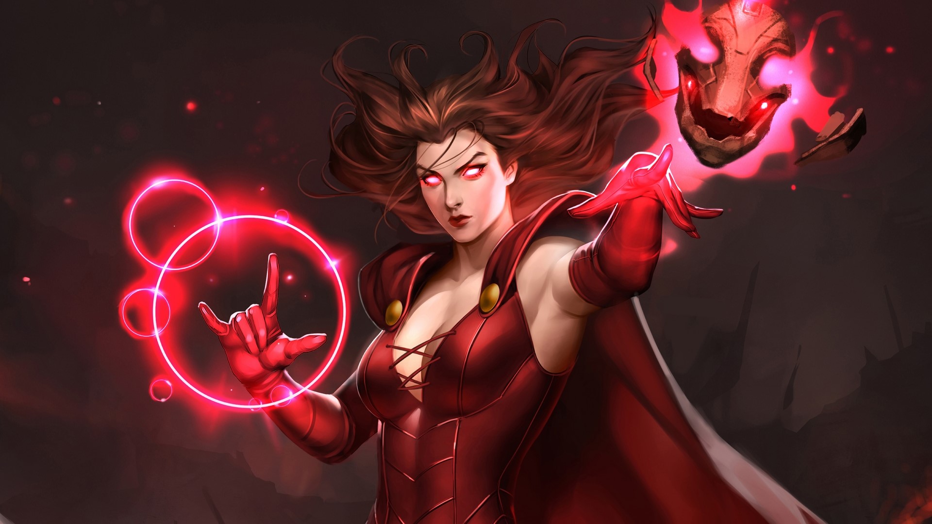 Scarlet Witch casting magic HD Wallpaper