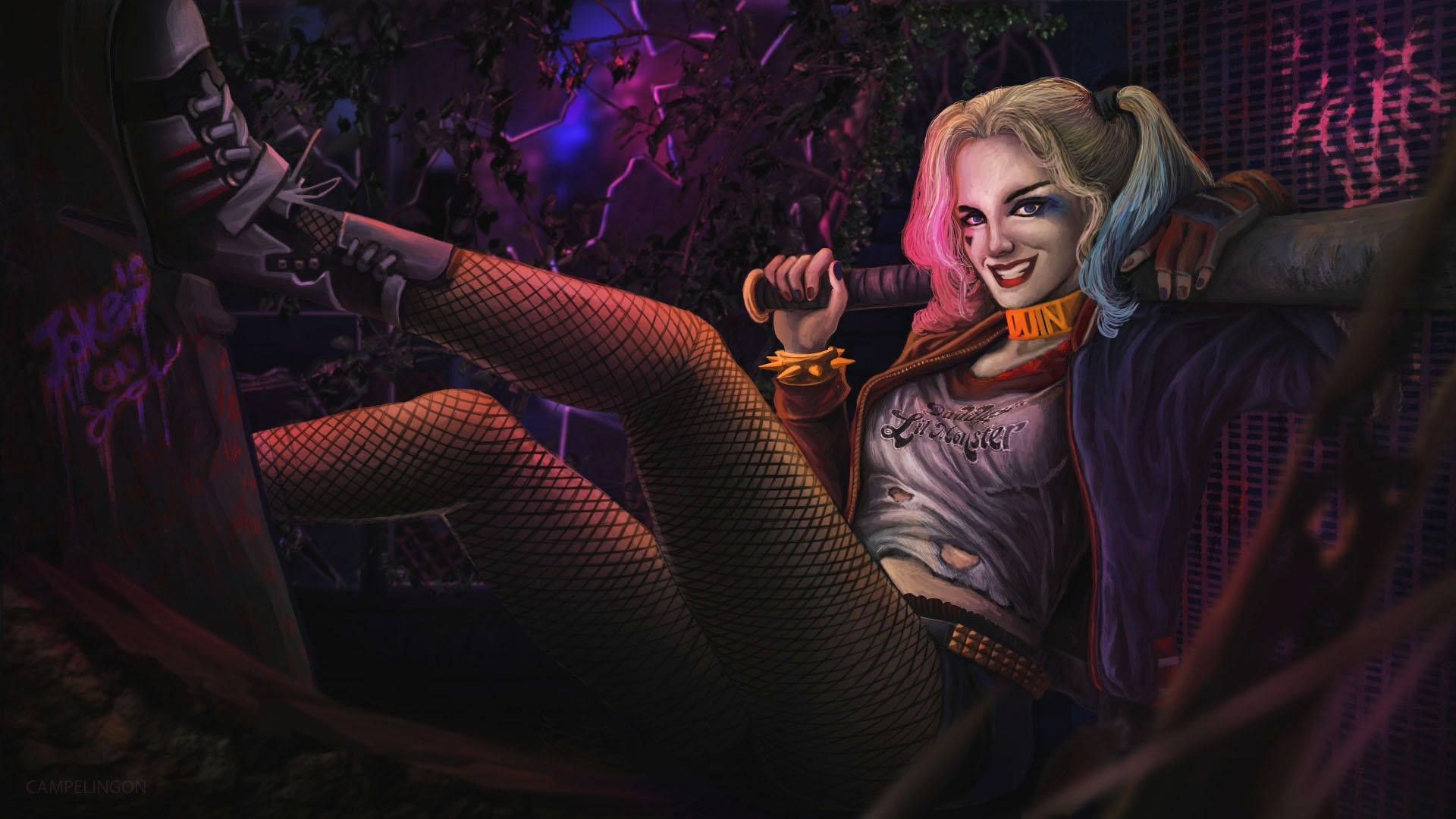 Harley Quinn with baseball bat HD Wallpaper