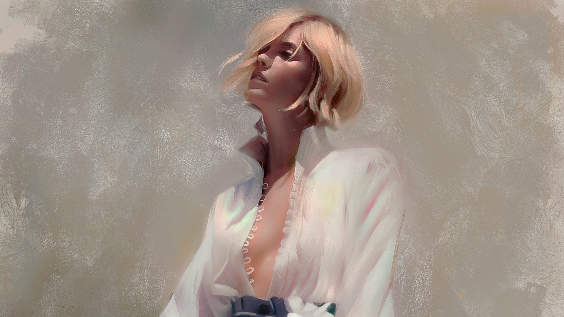 Girl in a white blouse HD Wallpaper