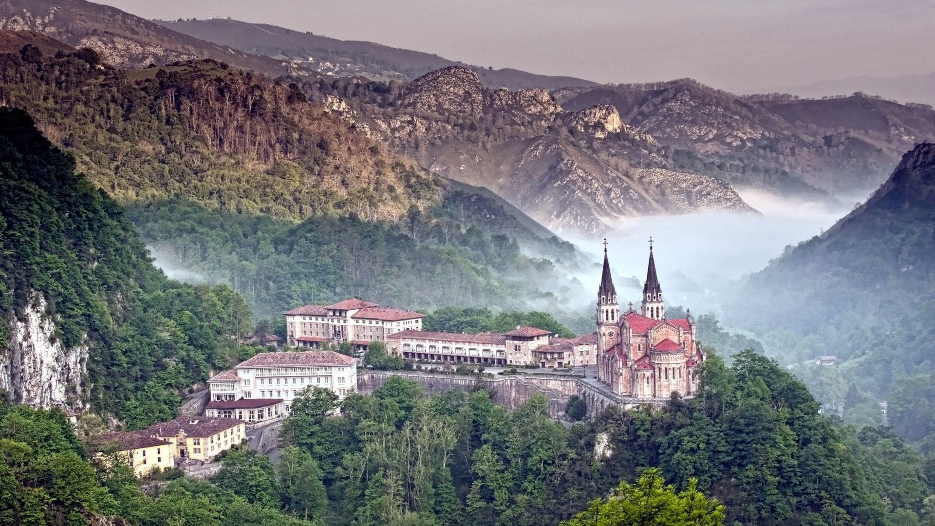 Basilica of Our Lady of Covadonga, Asturias, Spain HD Wallpaper