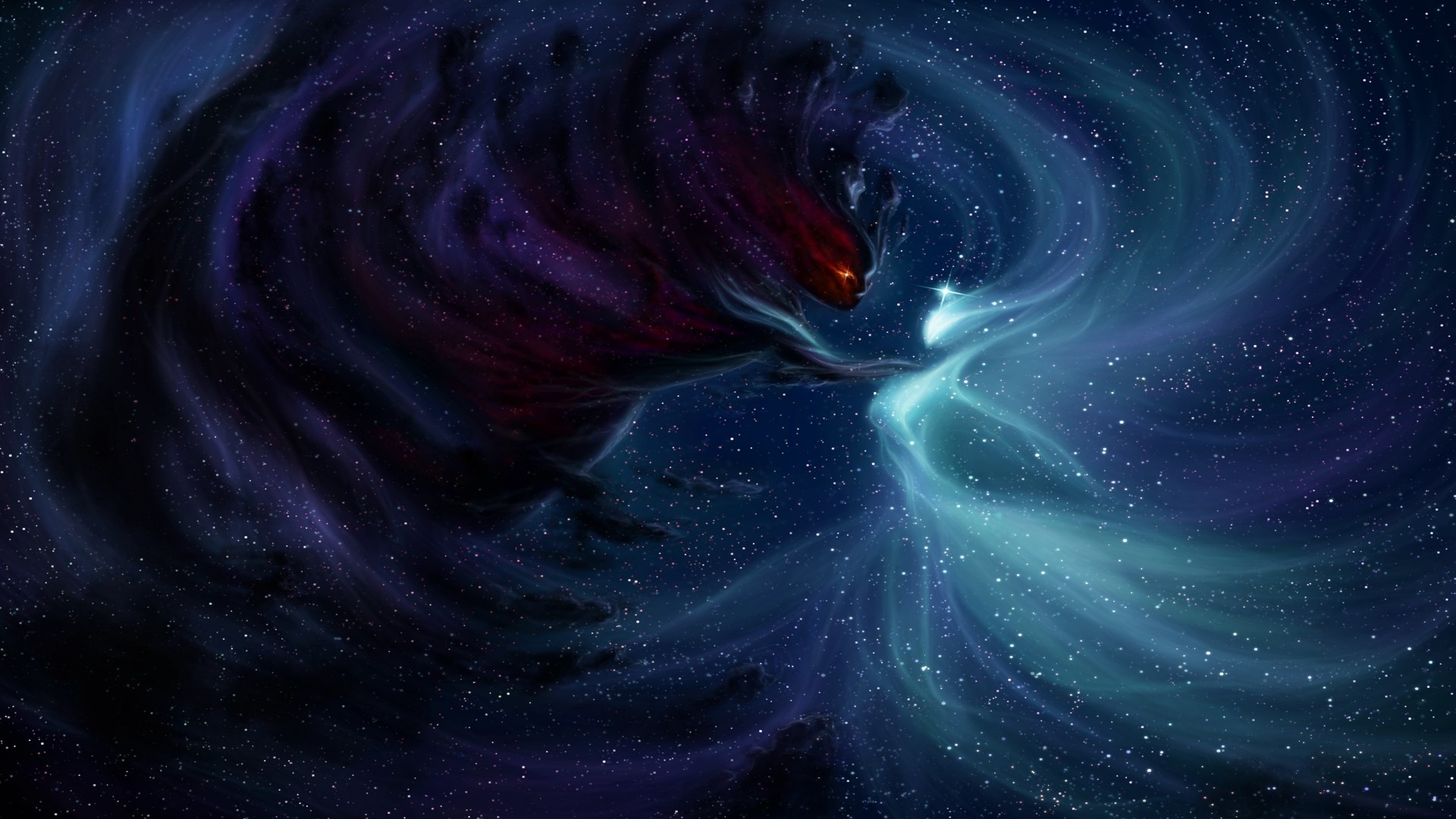 Cosmic entities in a starry nebula HD Wallpaper
