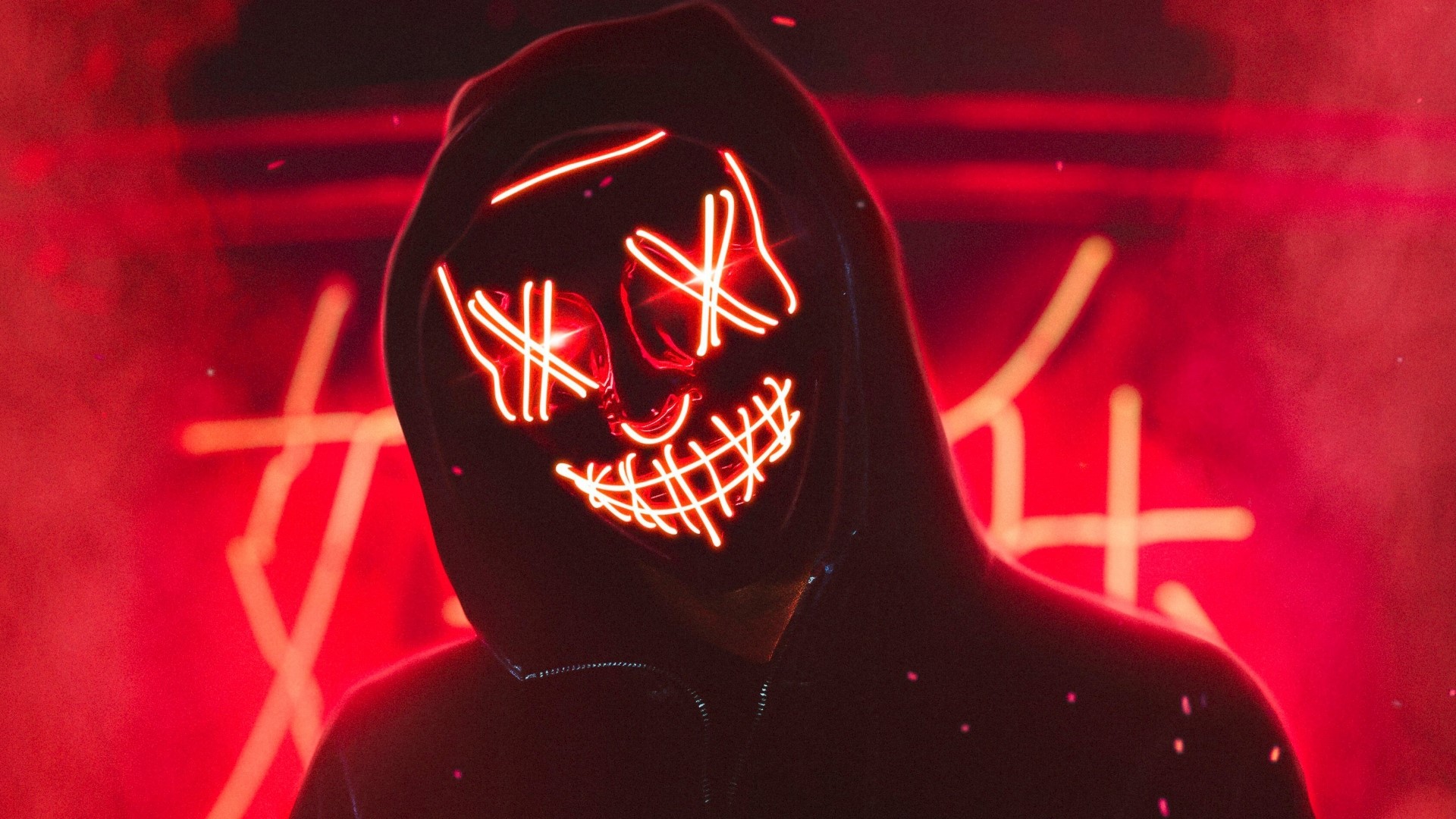 Man in a neon purge mask HD Wallpaper