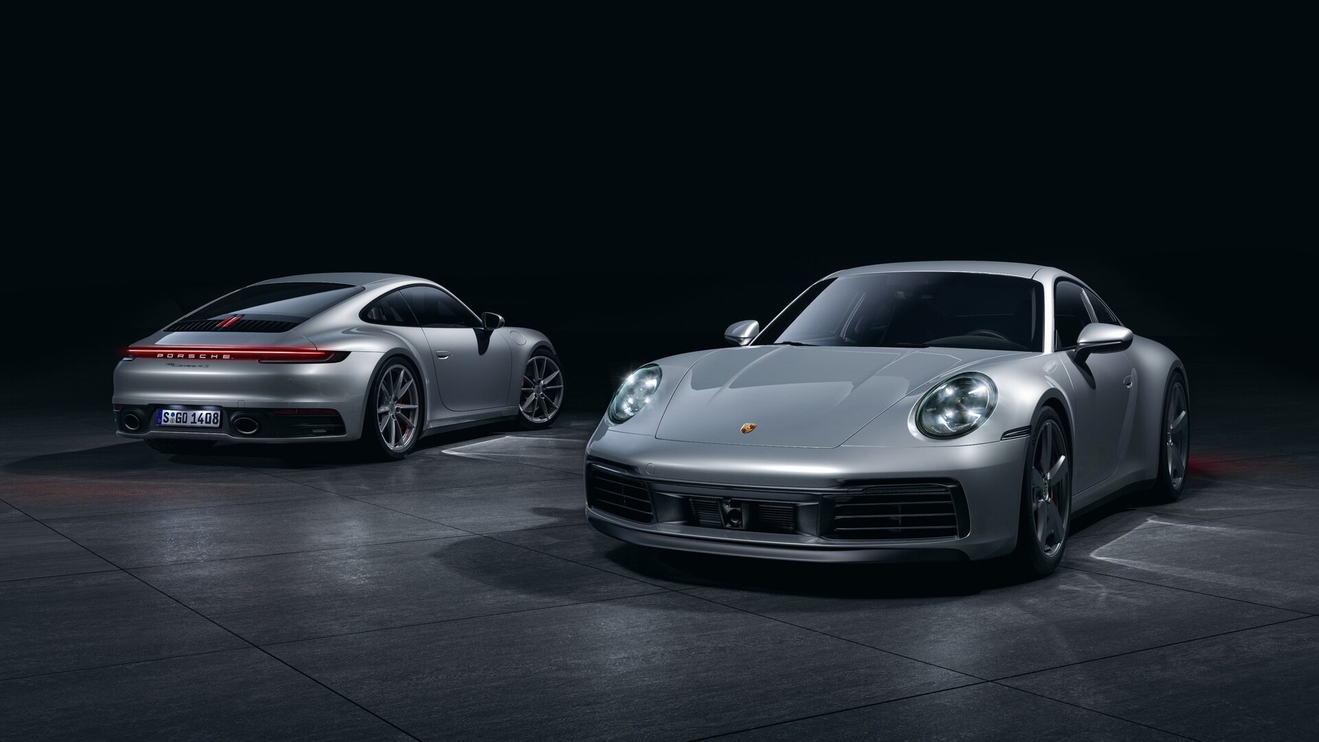 Two silver Porsche 911 cars HD Wallpaper
