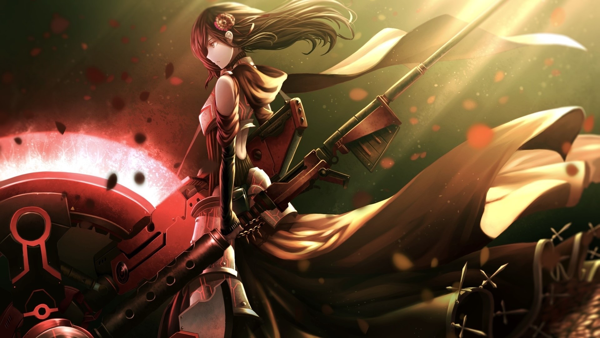 Girl with large weapon and rifle HD Wallpaper