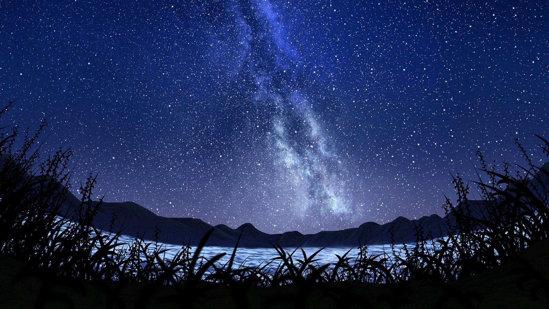 Milky Way over a lake at night HD Wallpaper