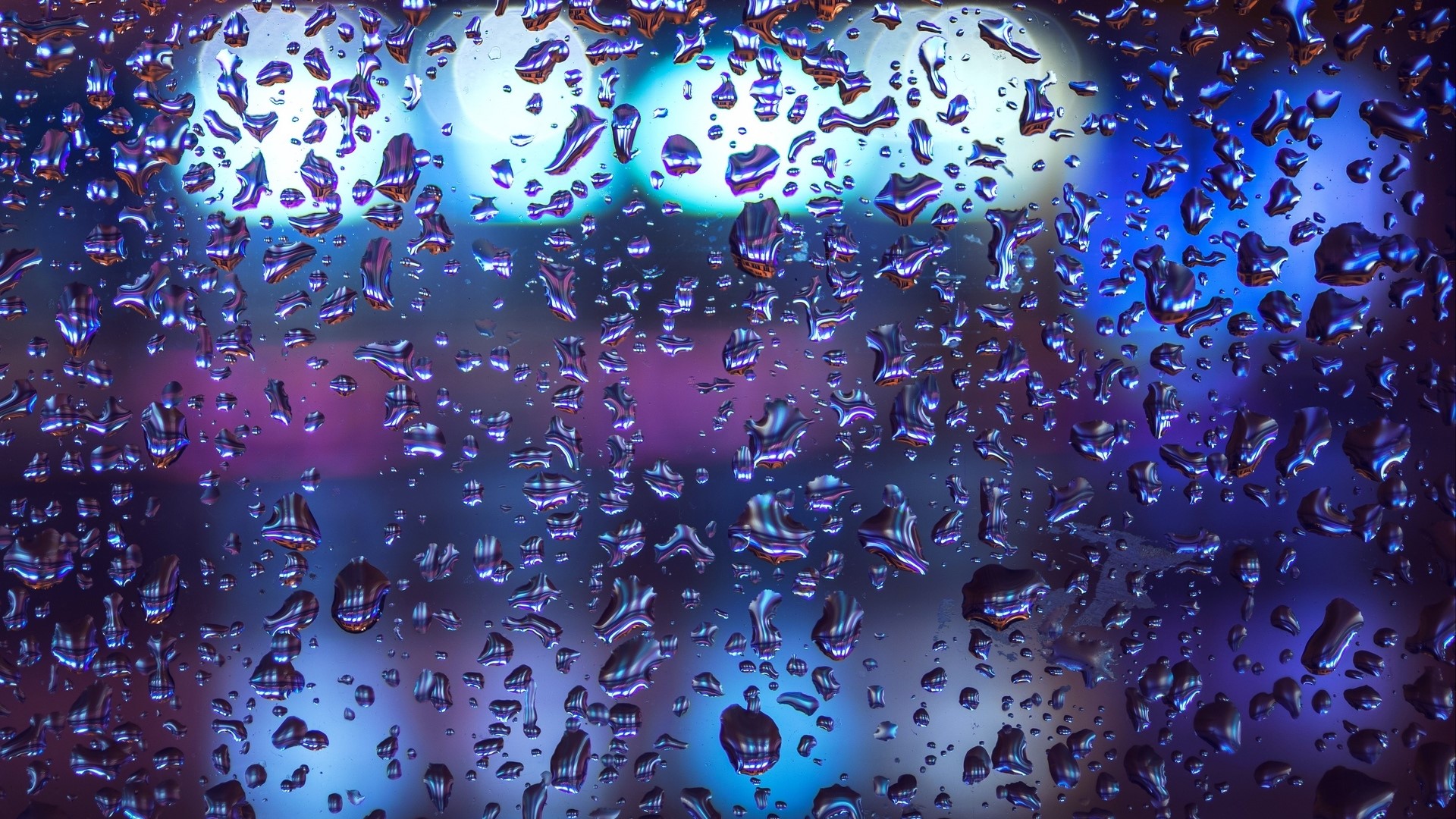 Water Drops on Glass with Bokeh Lights HD Wallpaper