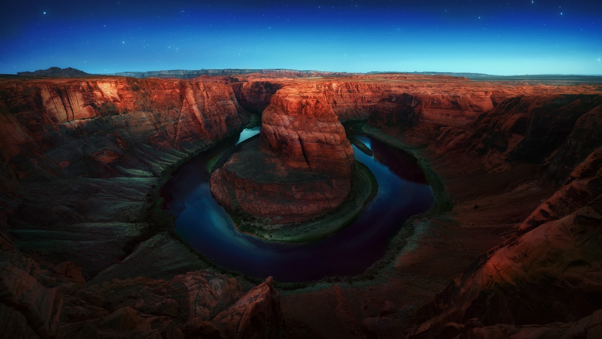 Horseshoe Bend at Night with Stars HD Wallpaper