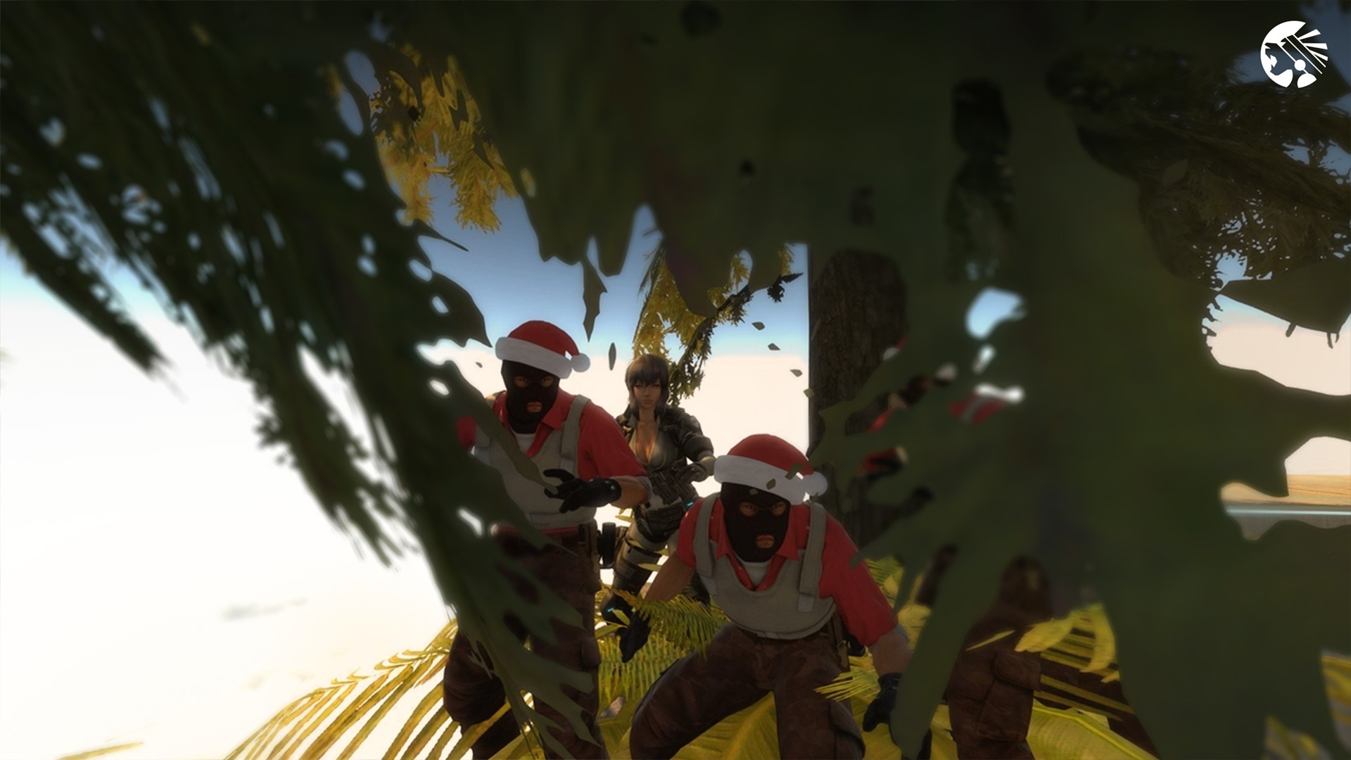 CS:GO characters with Santa hats HD Wallpaper