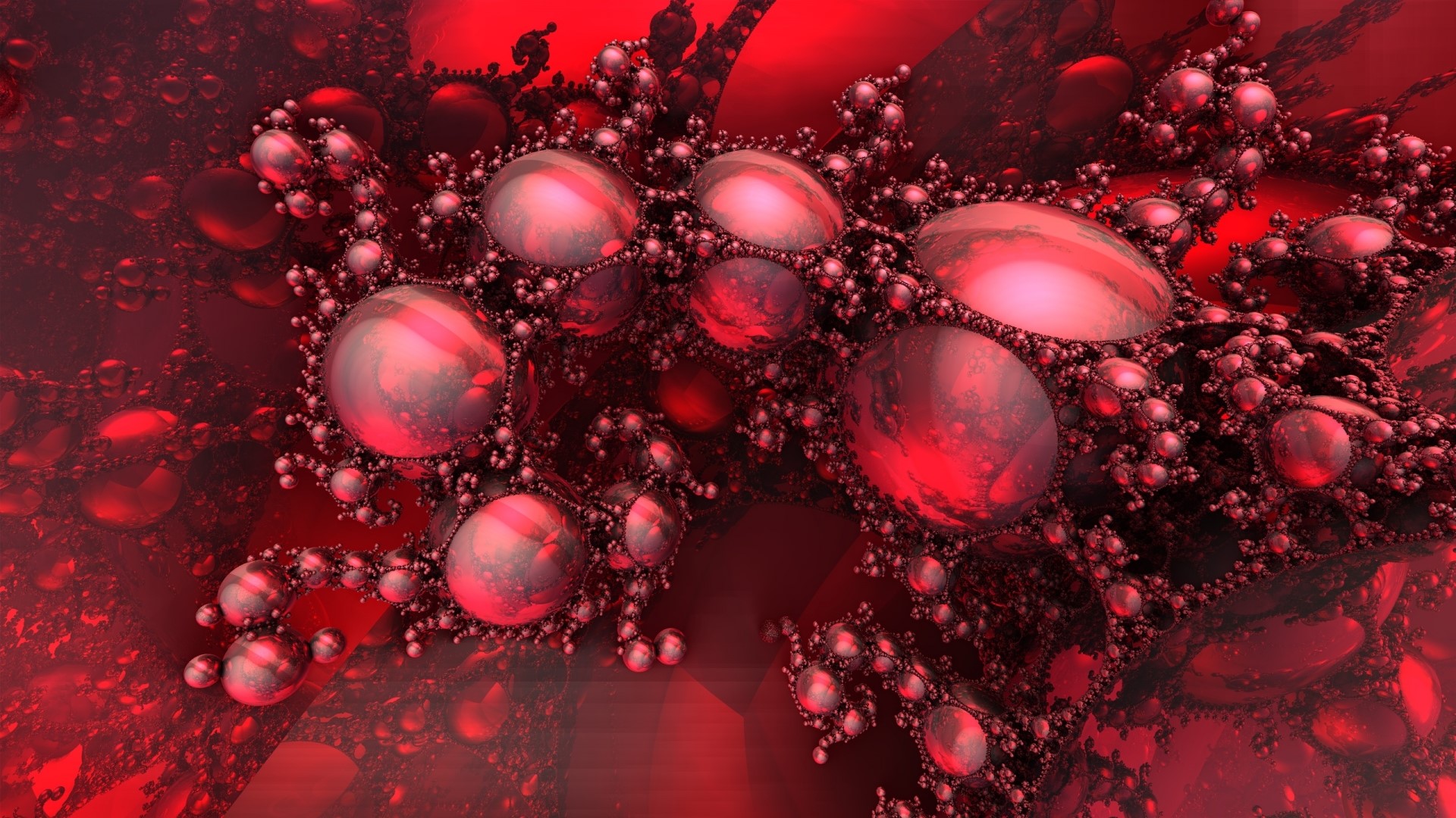 Abstract red fractal with spheres HD Wallpaper