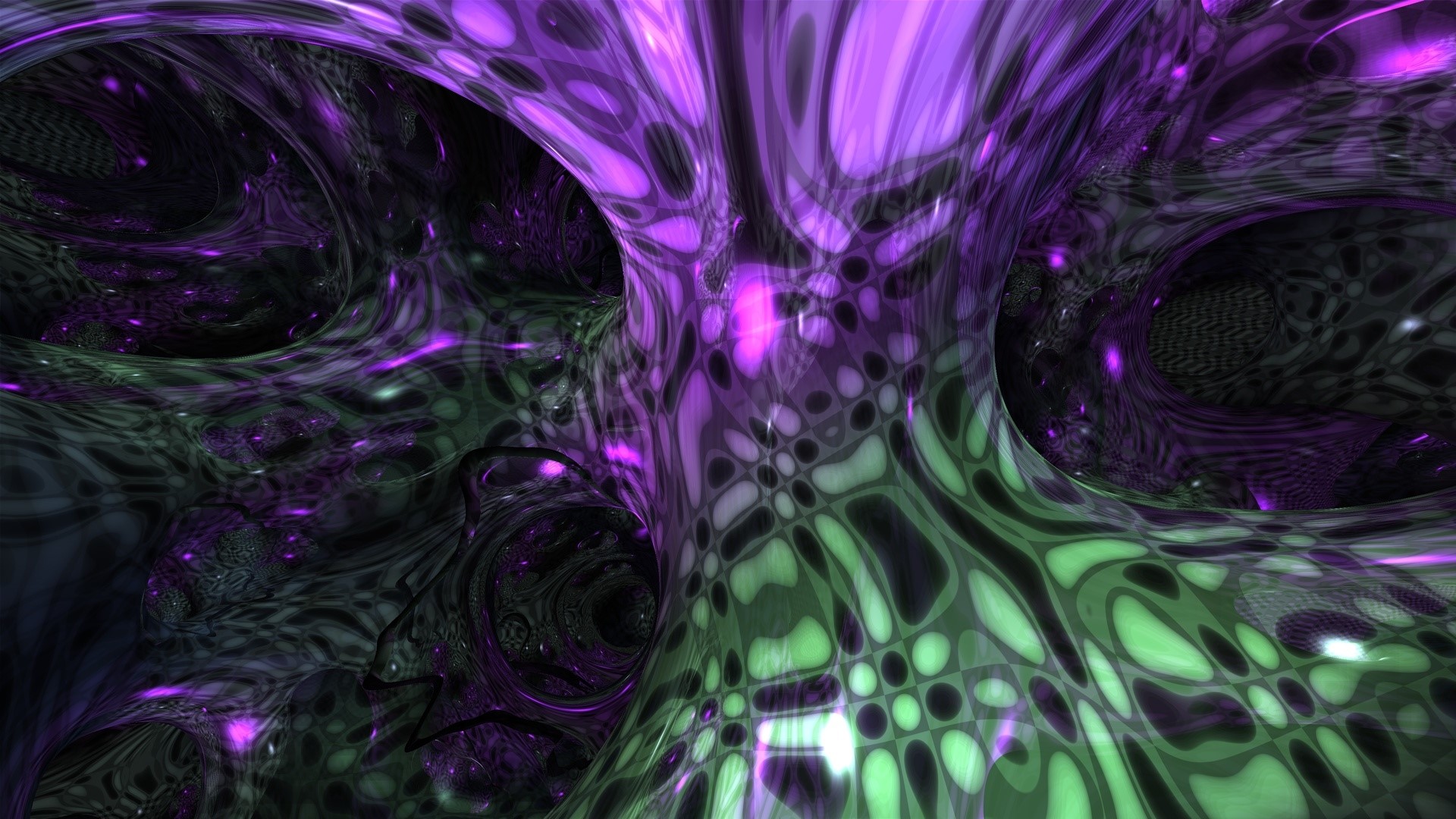 Abstract purple and green organic shapes HD Wallpaper