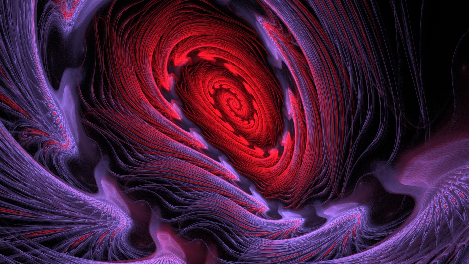 Abstract fractal art with red and purple swirls HD Wallpaper