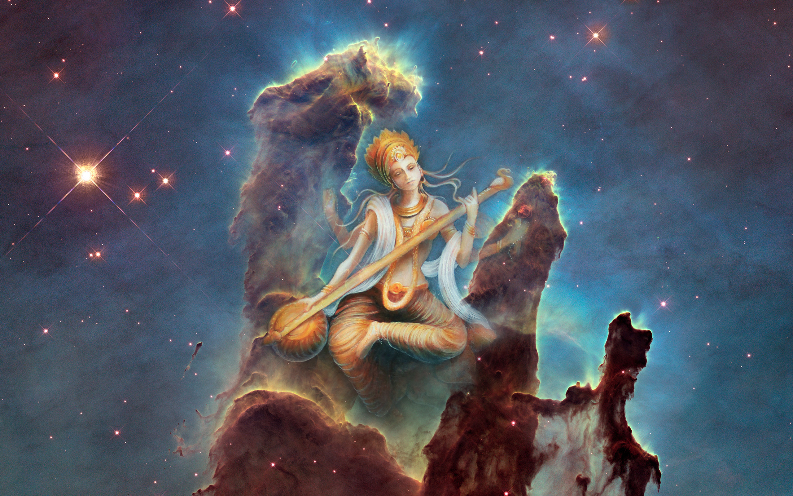 Saraswati in the Pillars of Creation HD Wallpaper