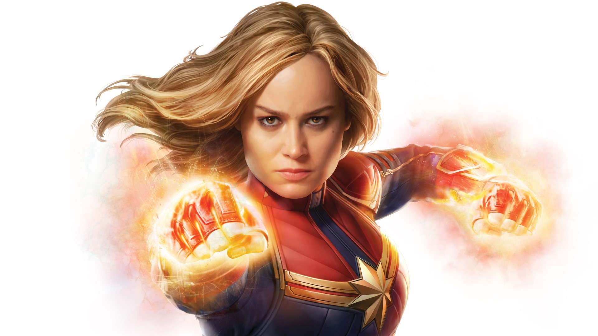 Captain Marvel with glowing fists HD Wallpaper