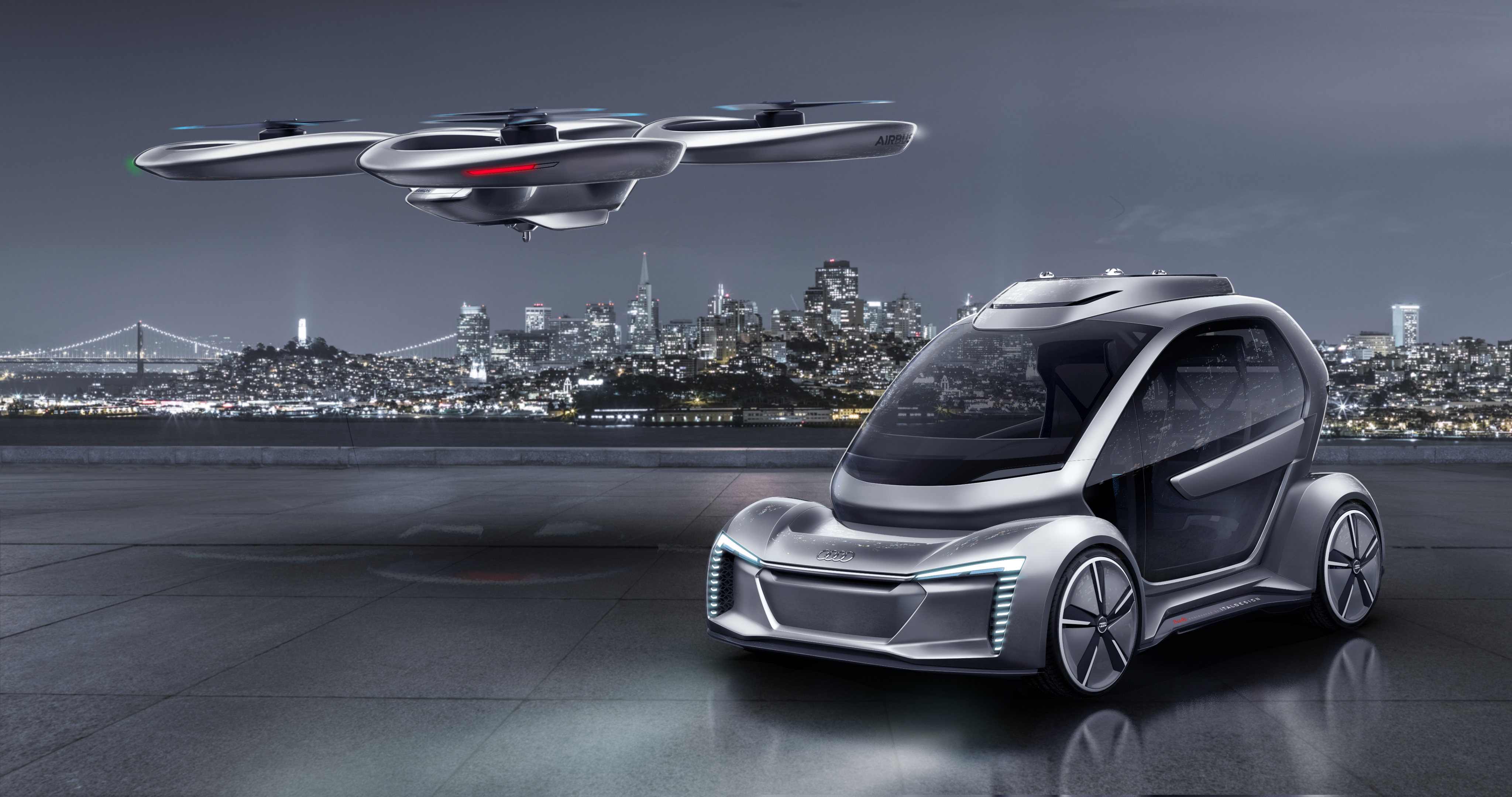 Audi Pop.Up Next concept car and drone HD Wallpaper
