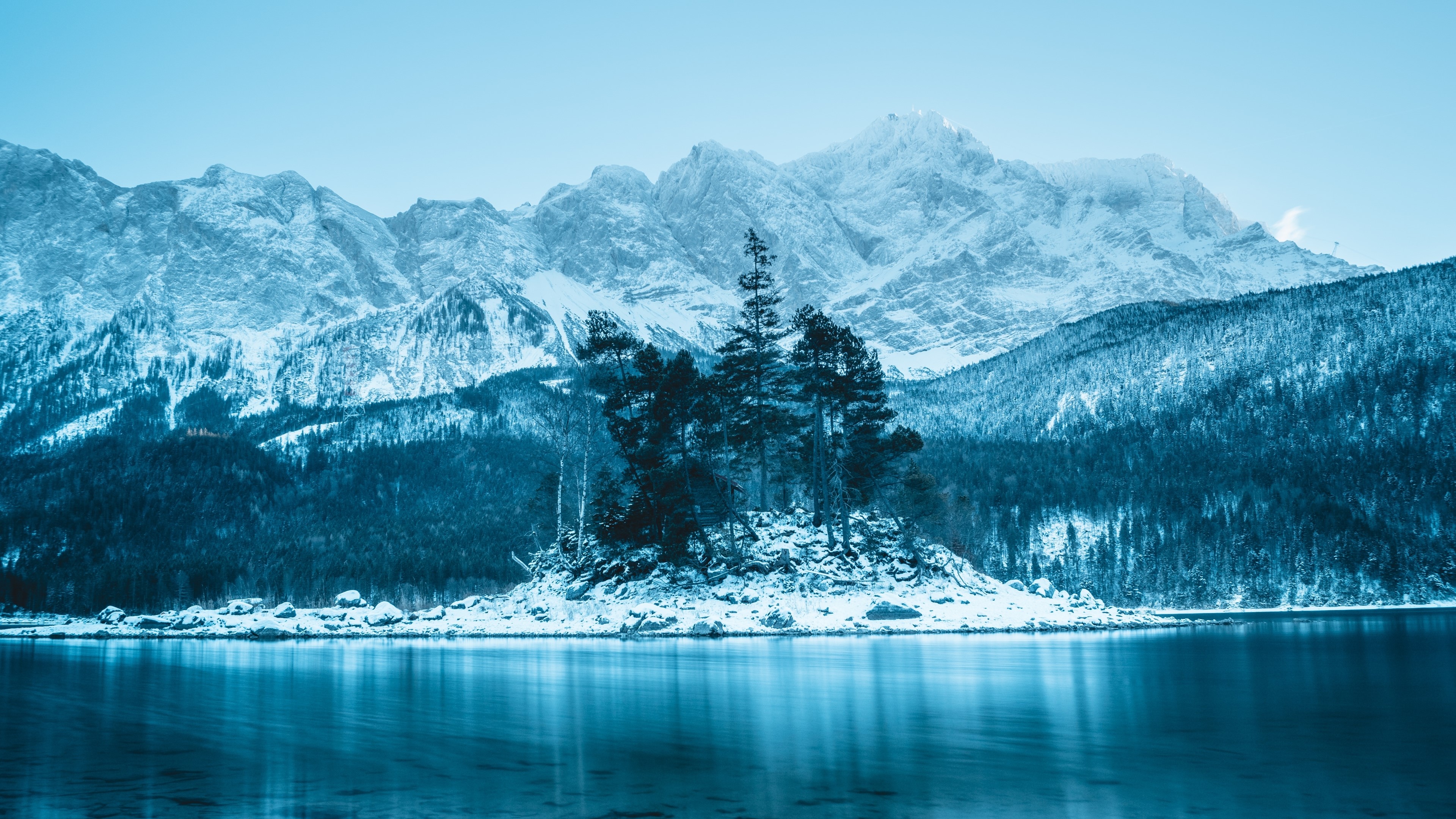 4K Nature Landscape with Snowy Mountains and Lake HD Wallpaper