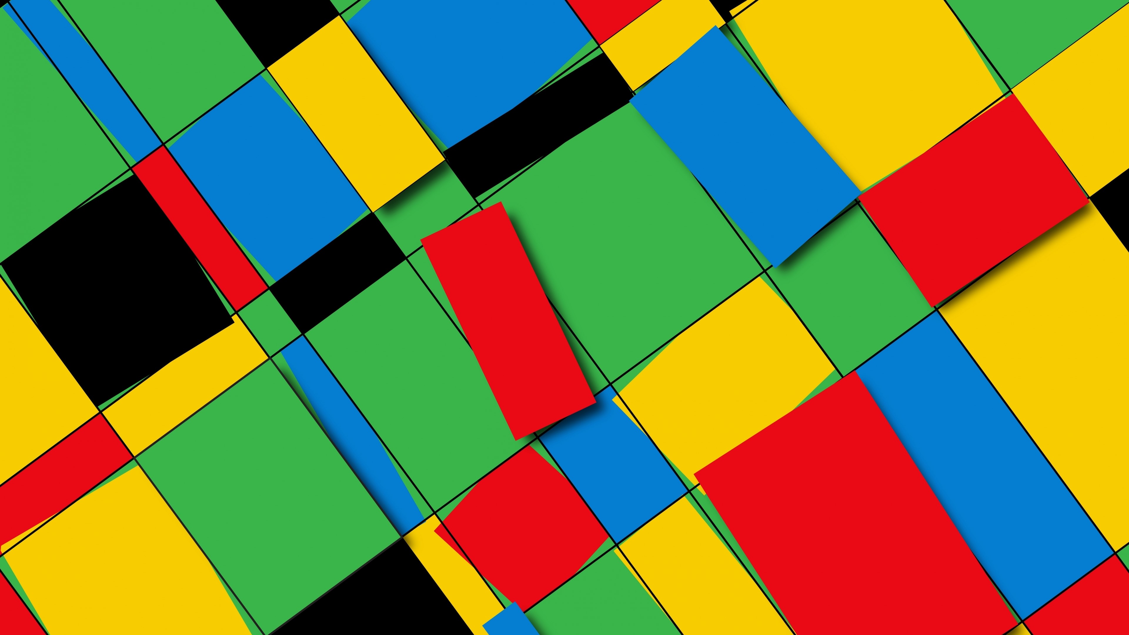 4K Abstract Geometric Pattern with Primary Colors HD Wallpaper
