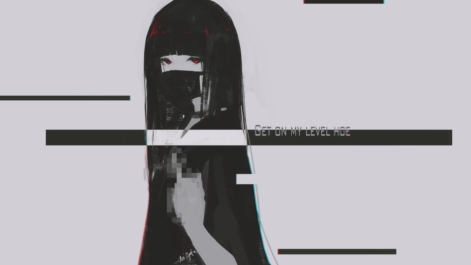 Aoi Ogata with Glitch Effect HD Wallpaper