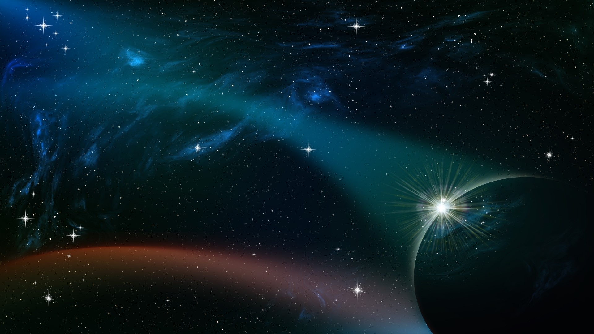 Space Nebula with Planet and Stars HD Wallpaper