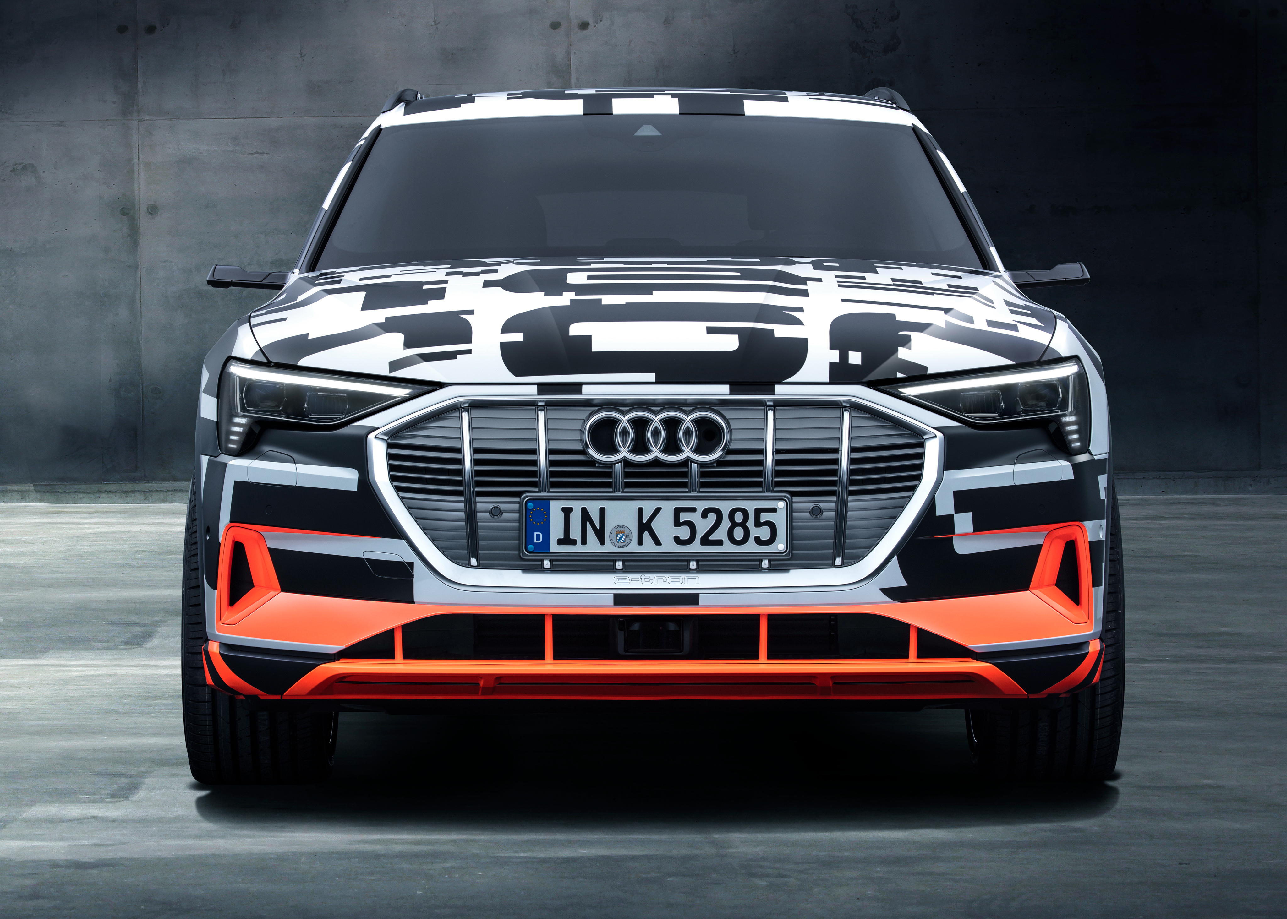 Audi e-Tron Prototype with camouflage wrap HD Wallpaper