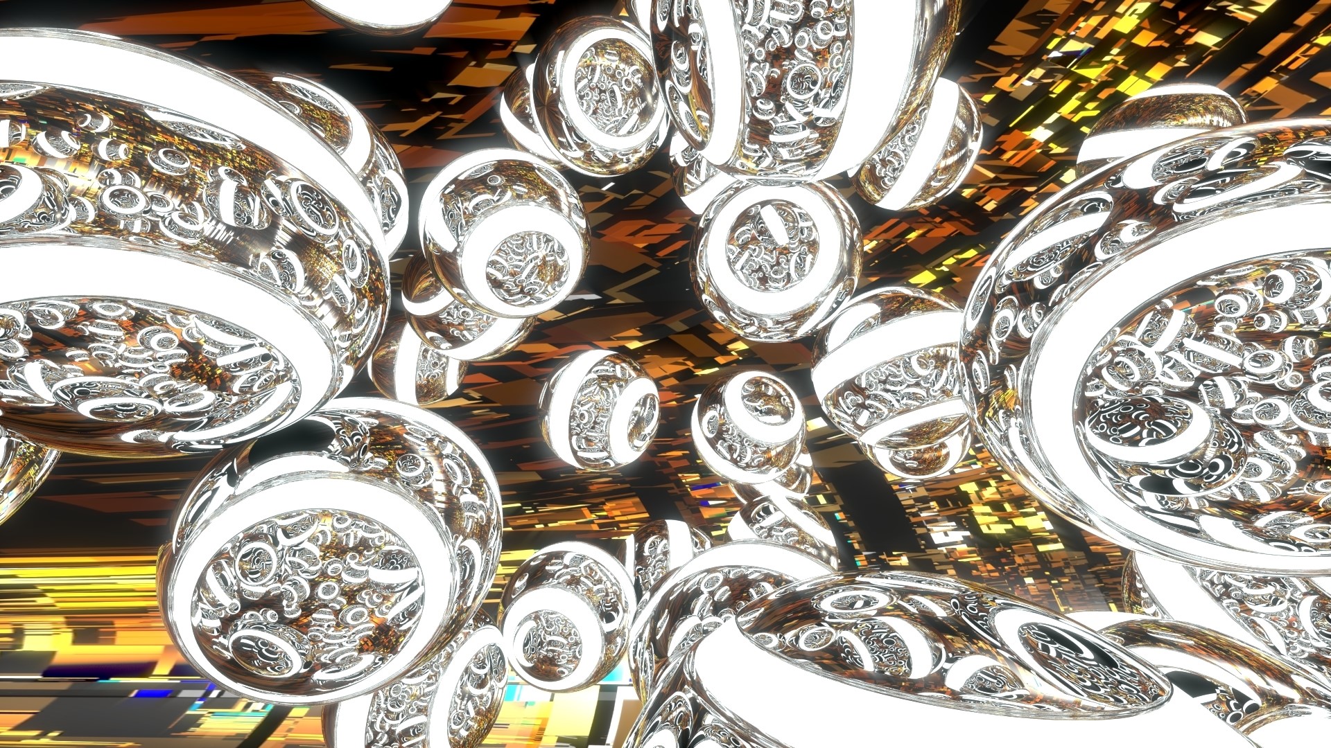 Abstract 3D spheres with intricate patterns HD Wallpaper