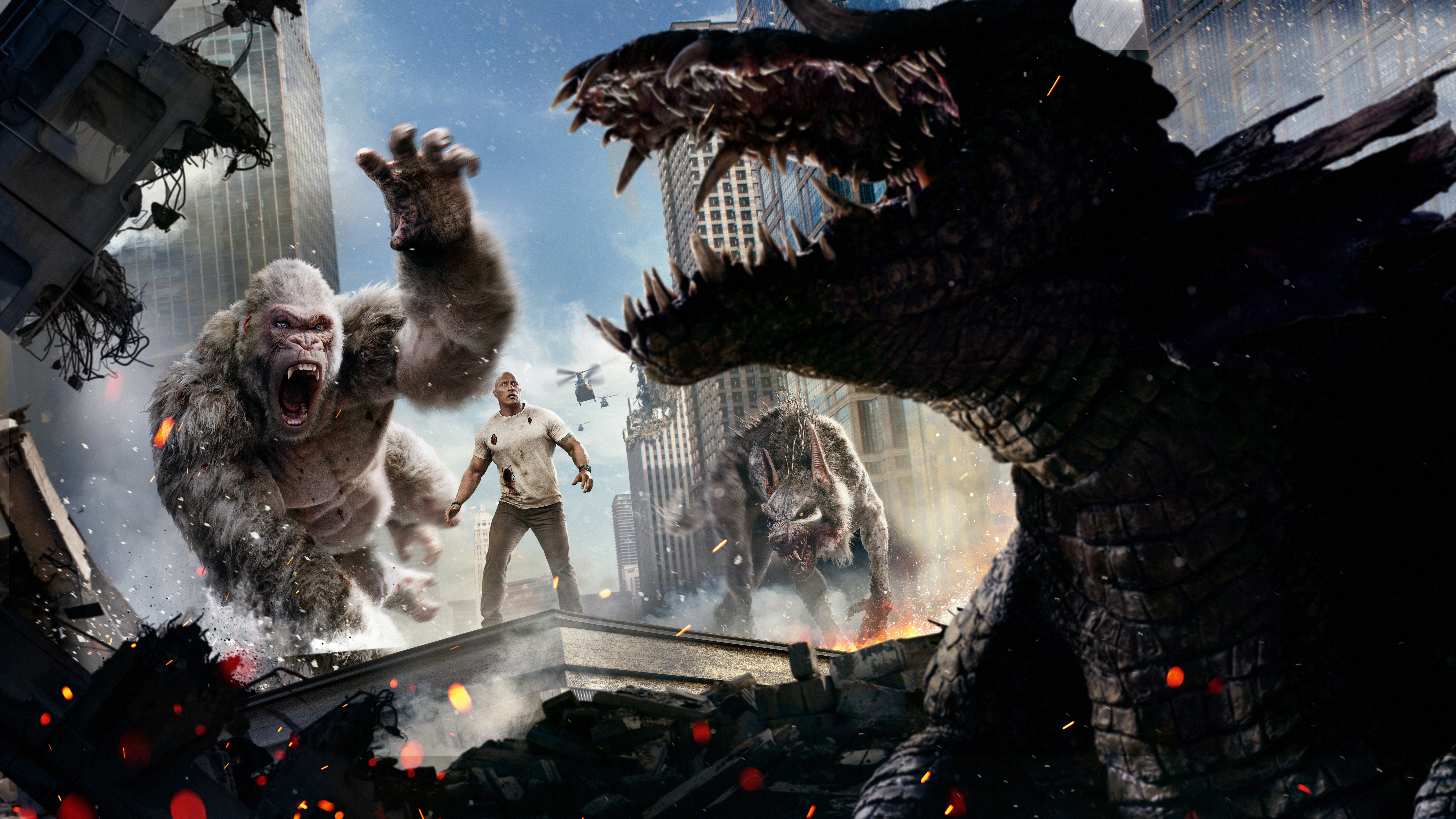 Rampage: George, Davis, and Ralphie vs. Lizzie HD Wallpaper