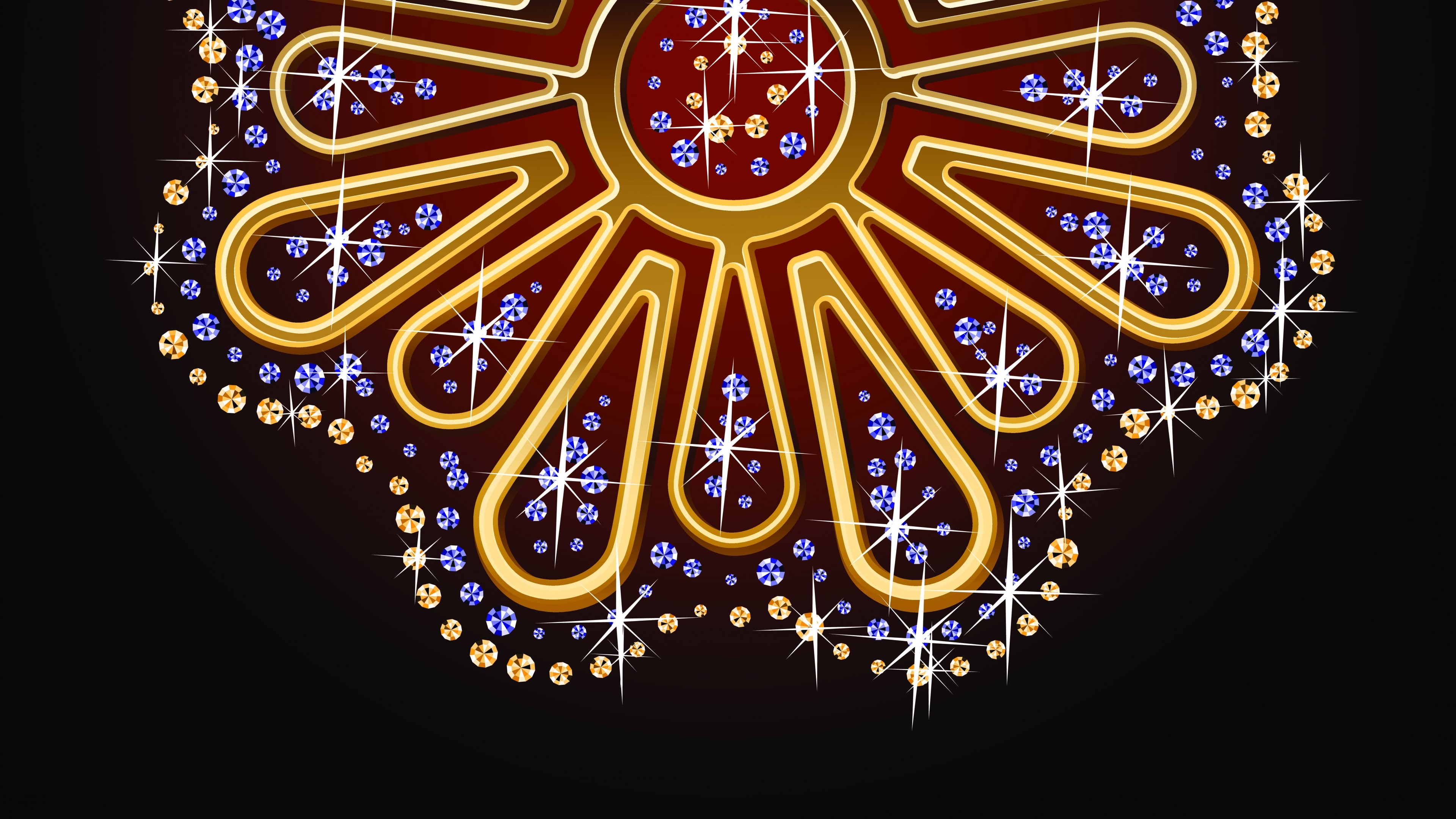 4K Vector Graphics of Gemstone Flower Pattern HD Wallpaper