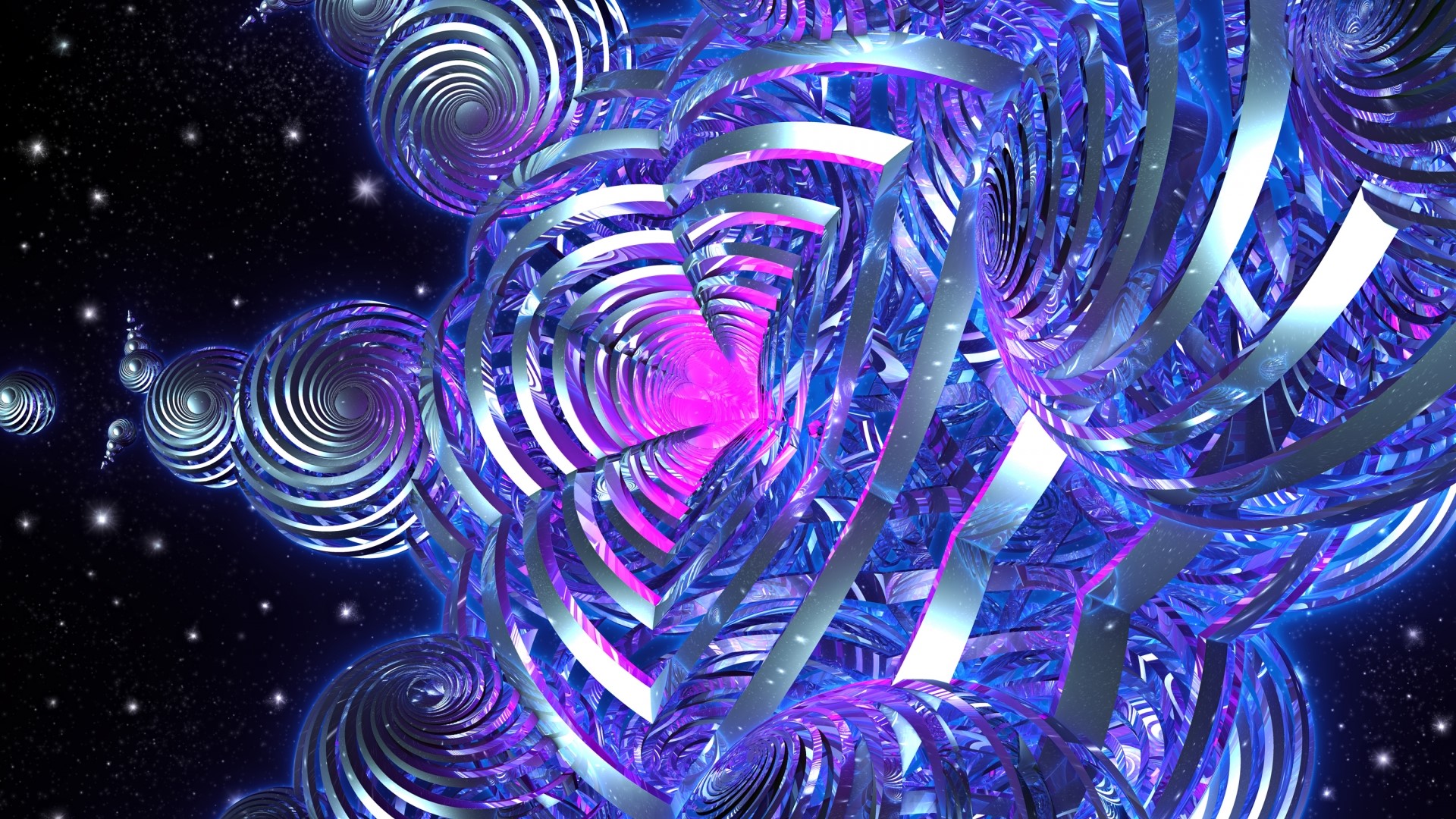 Abstract fractal tunnel with stars HD Wallpaper