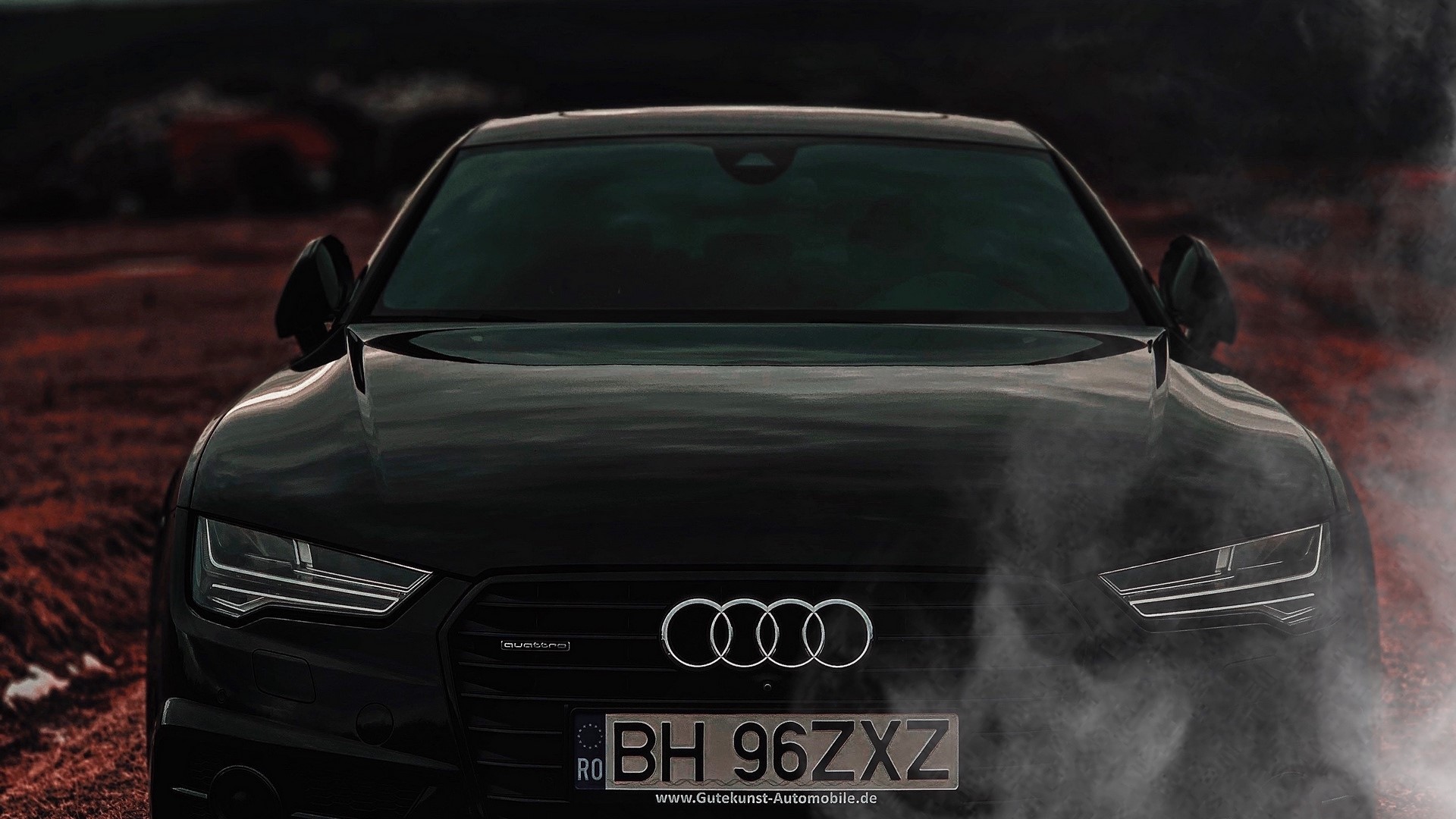 Black Audi A7 with smoke HD Wallpaper