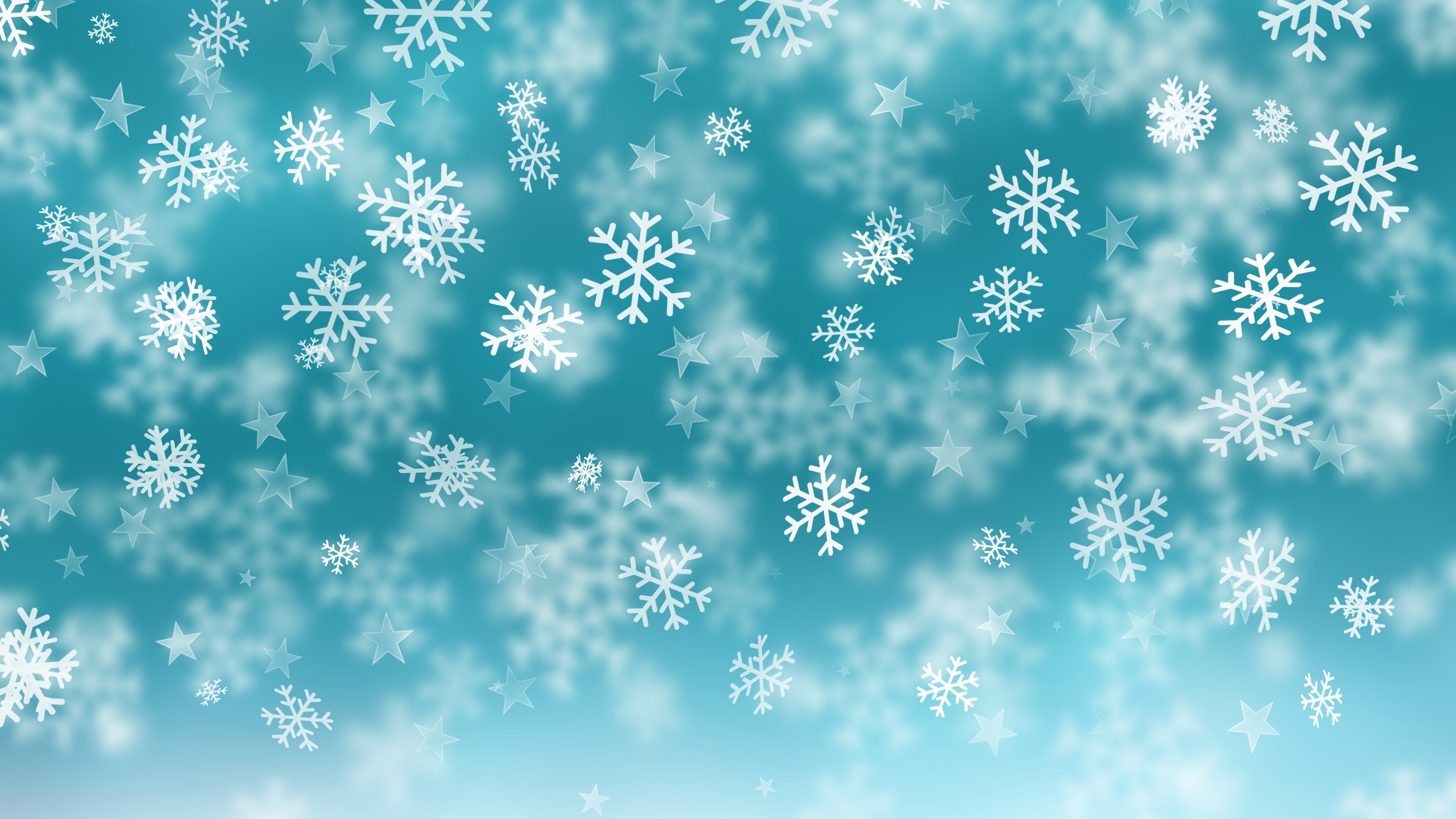 4K Winter Snowflakes and Stars HD Wallpaper