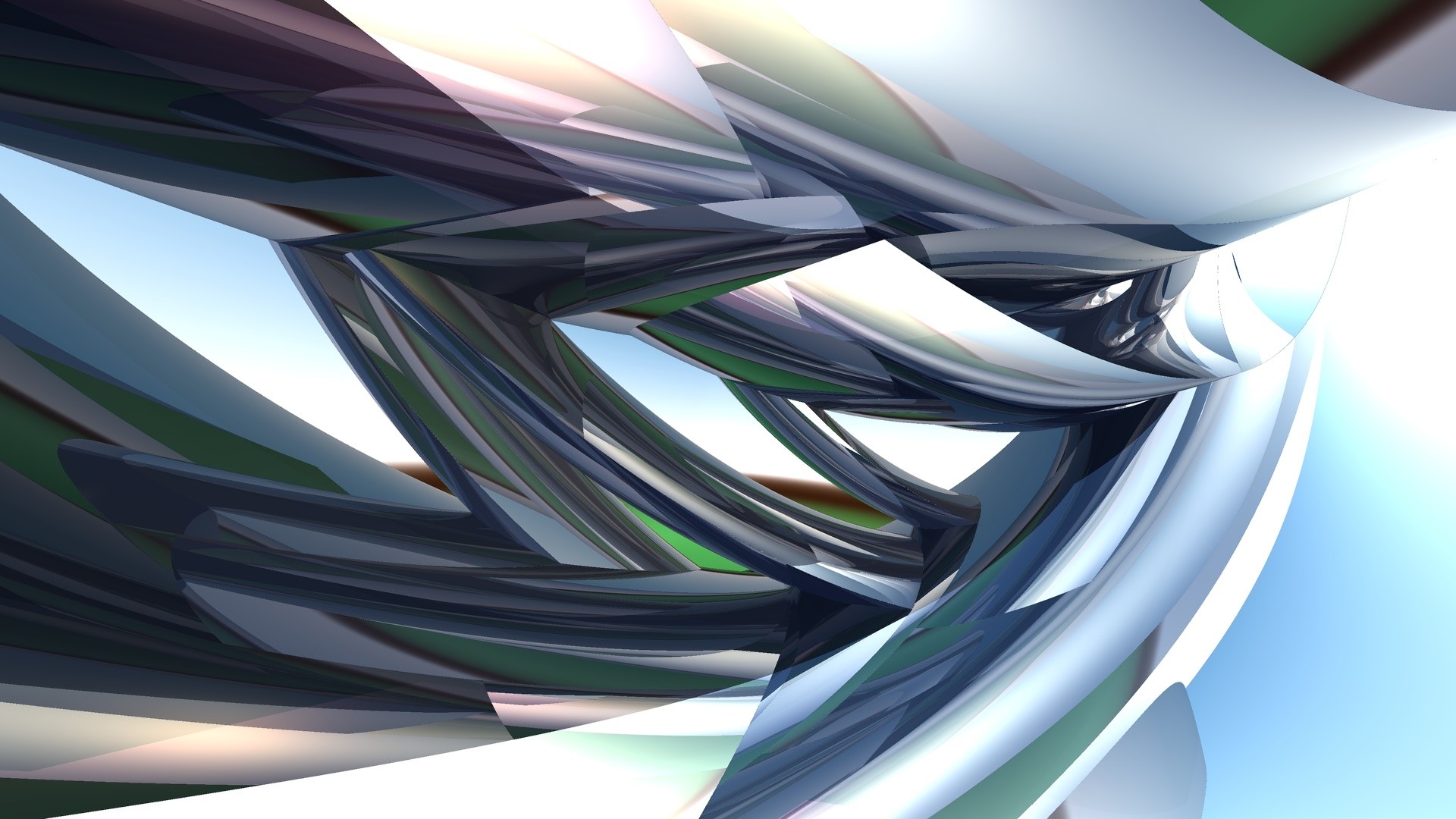 Abstract 3D metallic structure with sky background HD Wallpaper