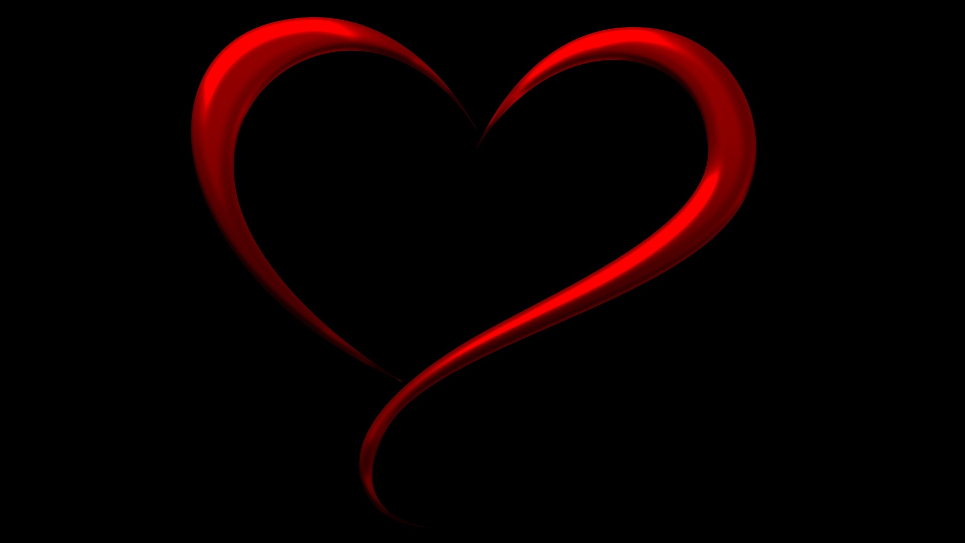 Red heart on black background HD Wallpaper